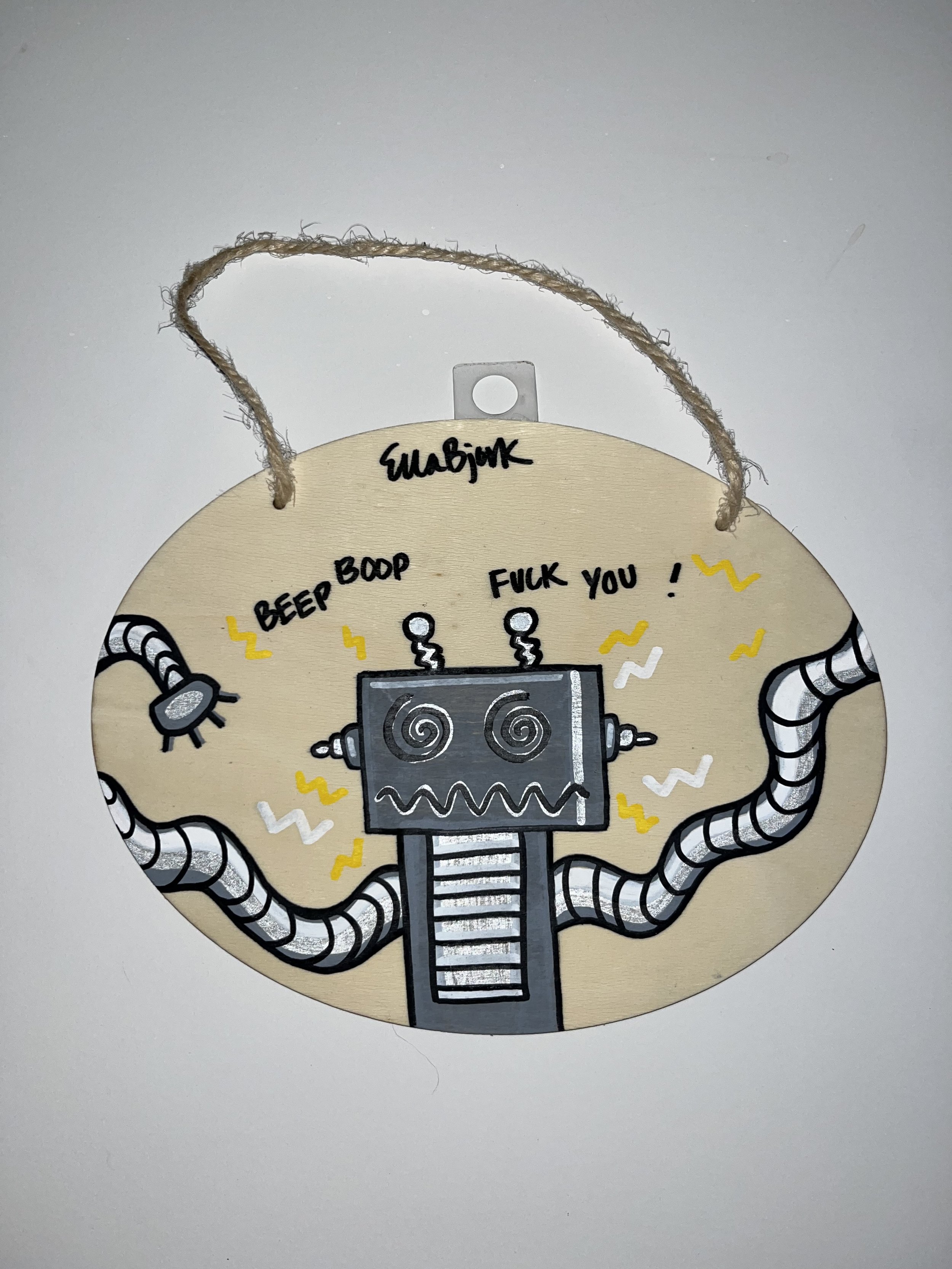 "Beep Boop F$#% You" Original Oval Wooden Sign