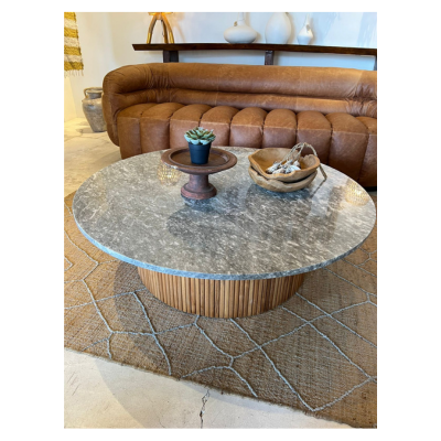 The Marble Teak Round Coffee Table