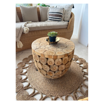Round Log Side Table