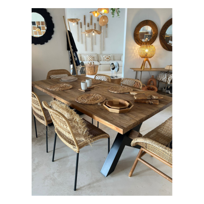 Natural Rattan Iron Chair