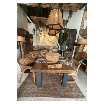 The Teak & Black Metal Dining Table