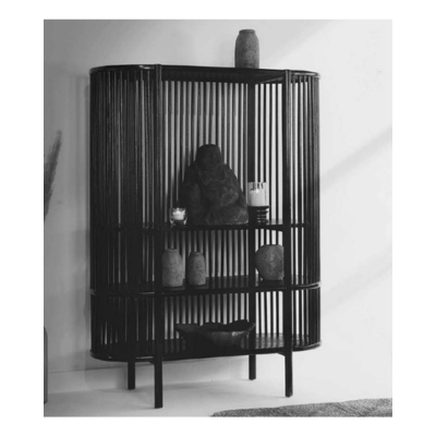 Black Teak Open Bookcase