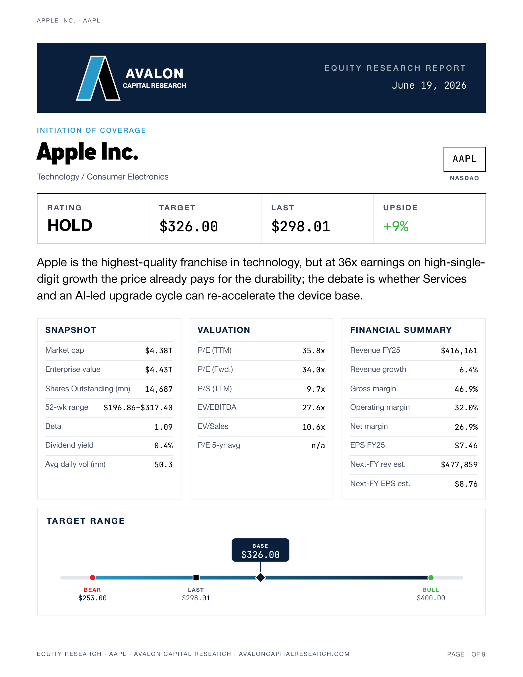 Apple Research Report - Avalon