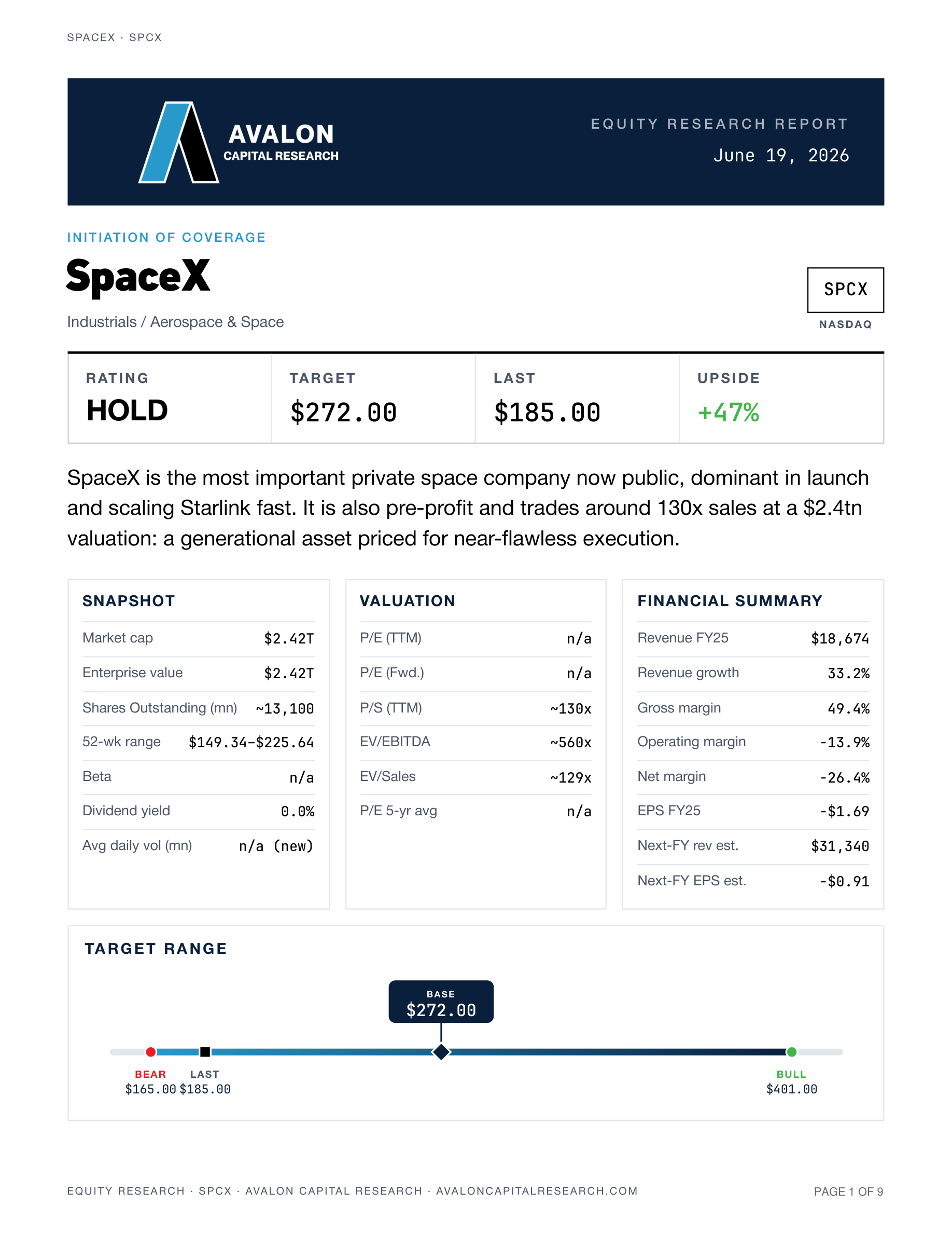 SpaceX Research Report - Avalon