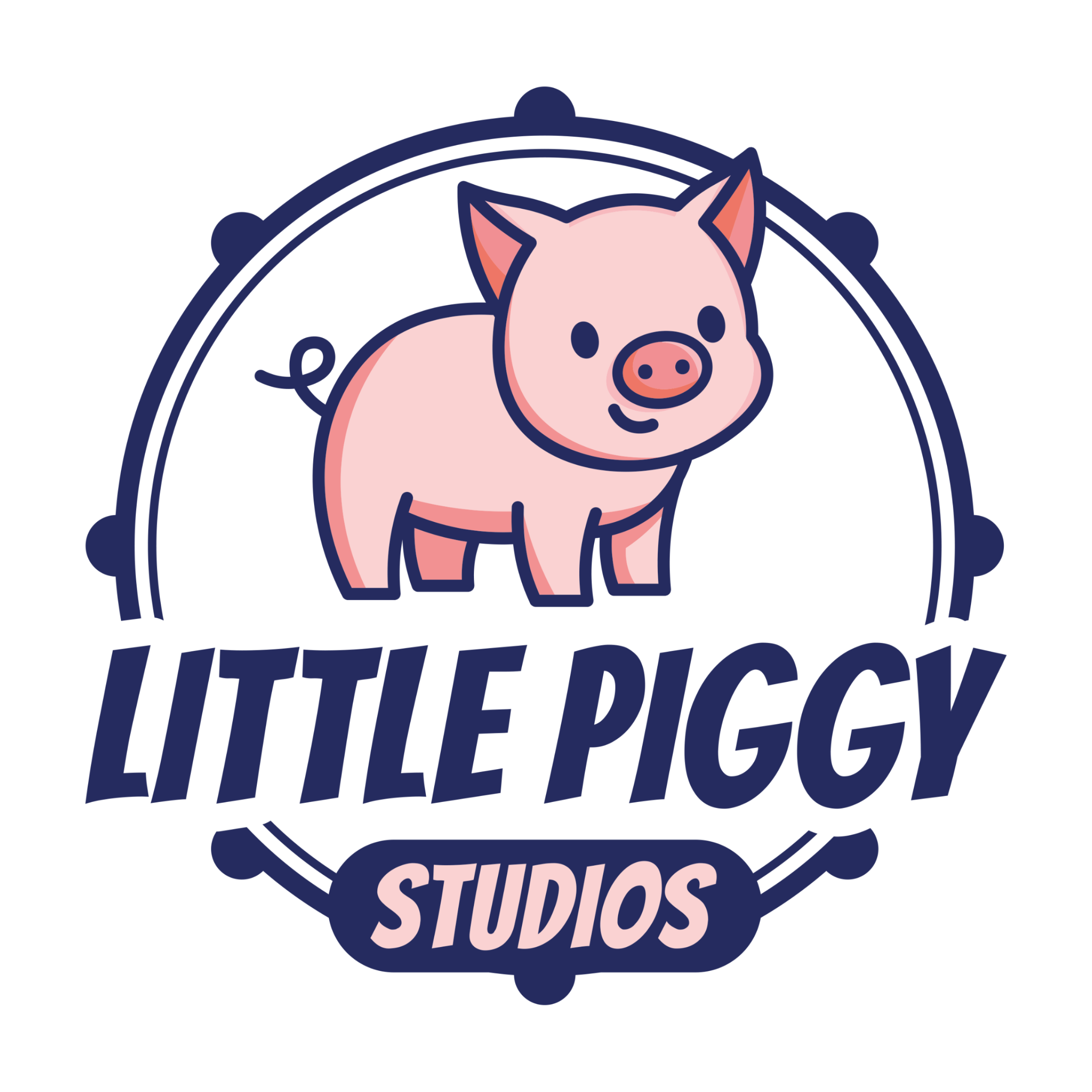 little piggy studios logo with white circle background