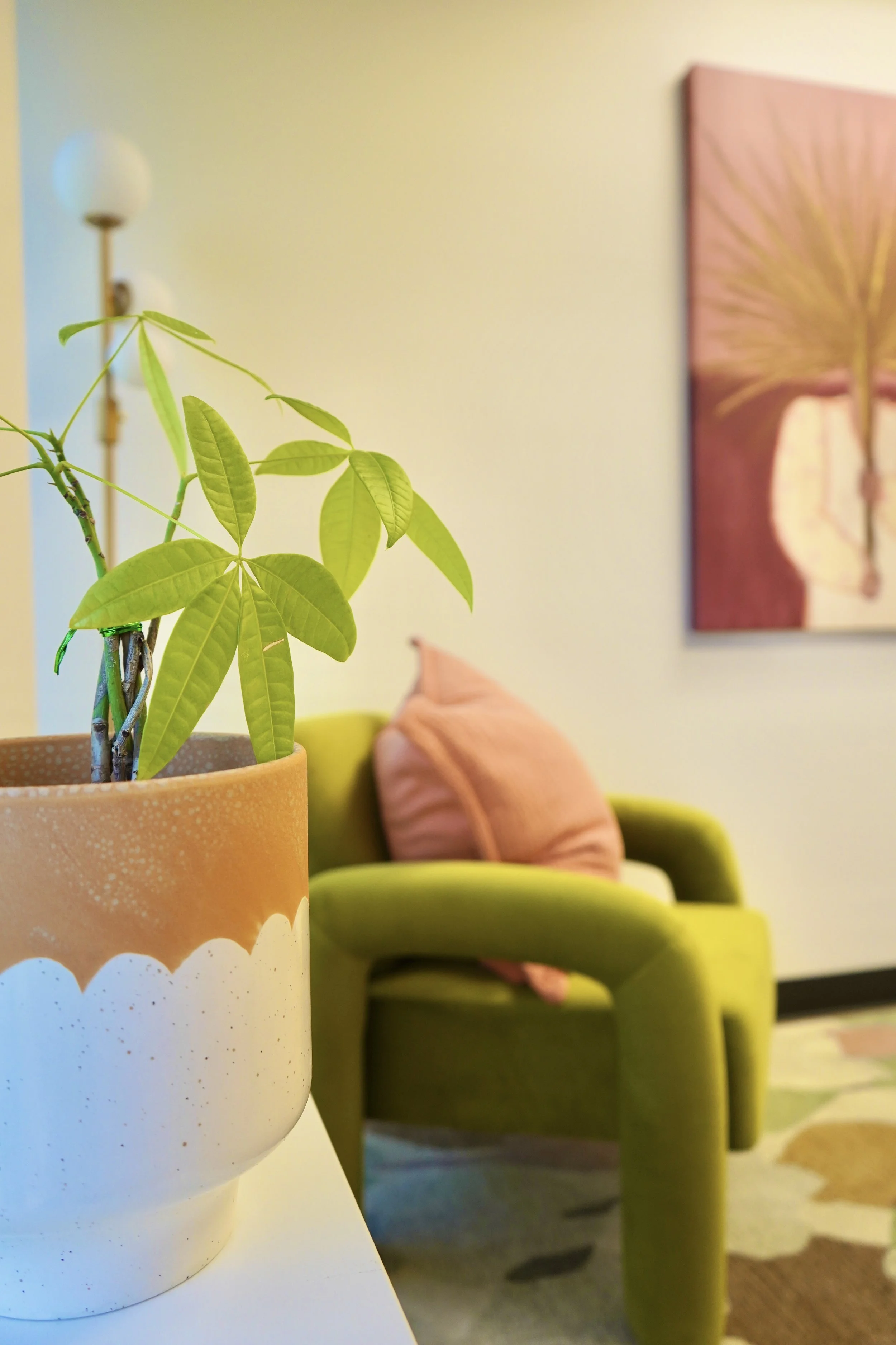 a single chair in a therapist's office.