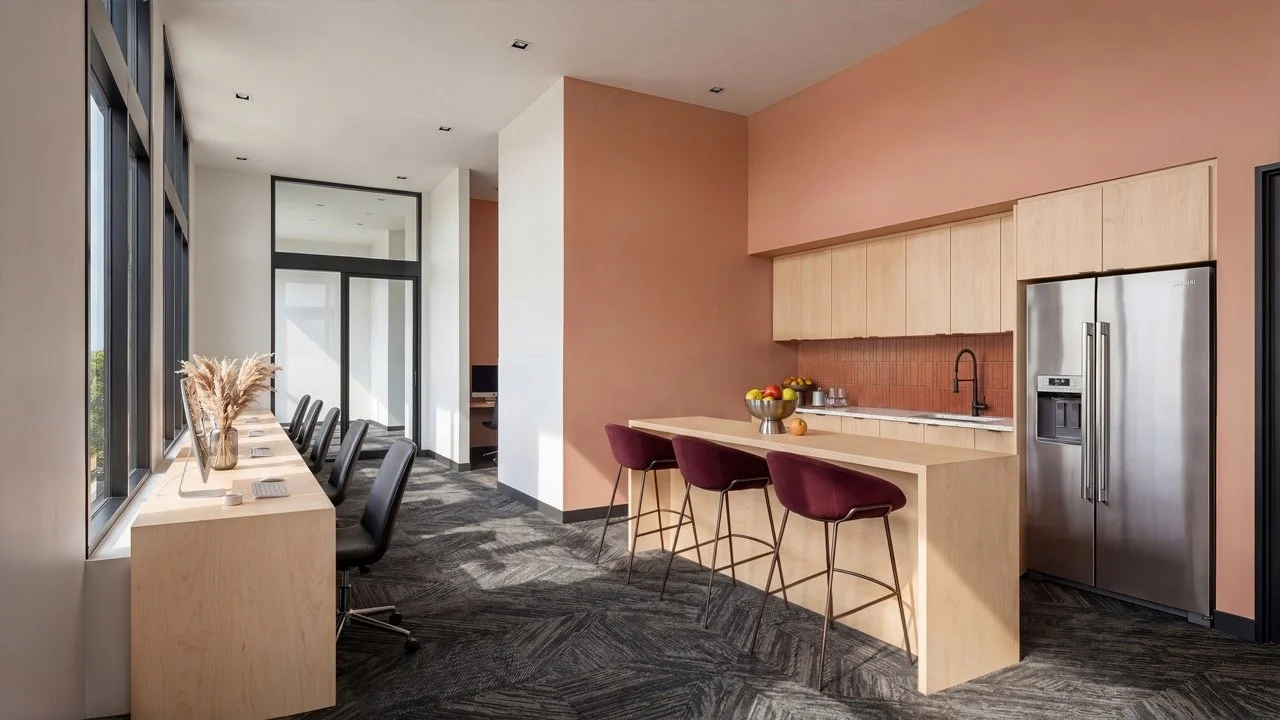 Work where you live — and actually mean it. The Hub's coworking lounge gives you the energy of a shared office without the commute or the monthly membership fee. Grab a seat, pour a coffee, and get to it.