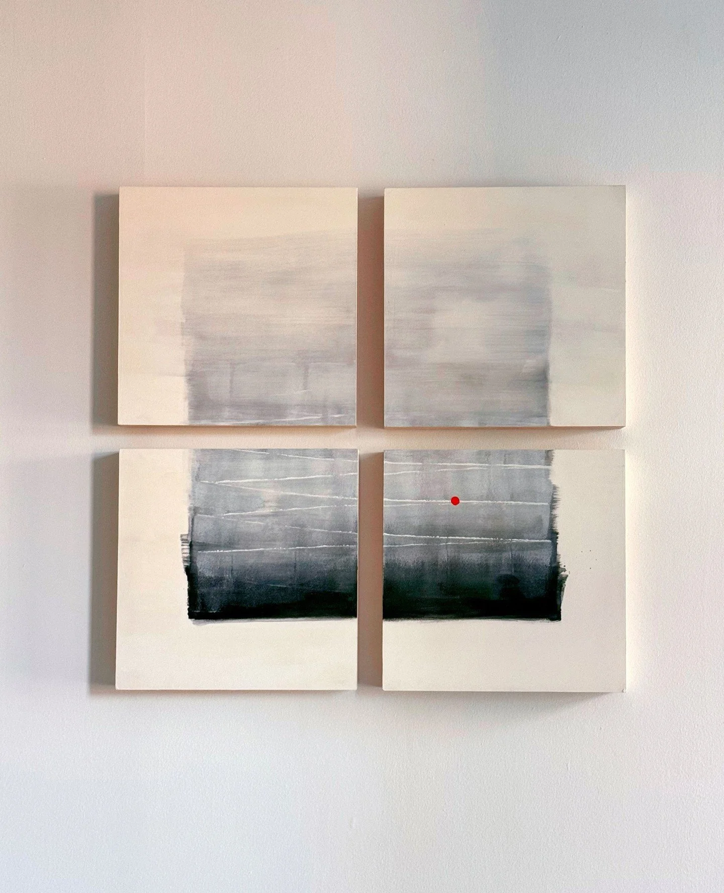 Blurred Lines, 2025. Multi-paneled painting. Acrylic on wood.⁠
⁠
"The line between you and me is blurred⁠
More than I can admit⁠
Because, sadness can be a delicious dessert⁠
Served cold and not to be shared."⁠
⁠
⁠Excerpt from Kiss Me Goodni