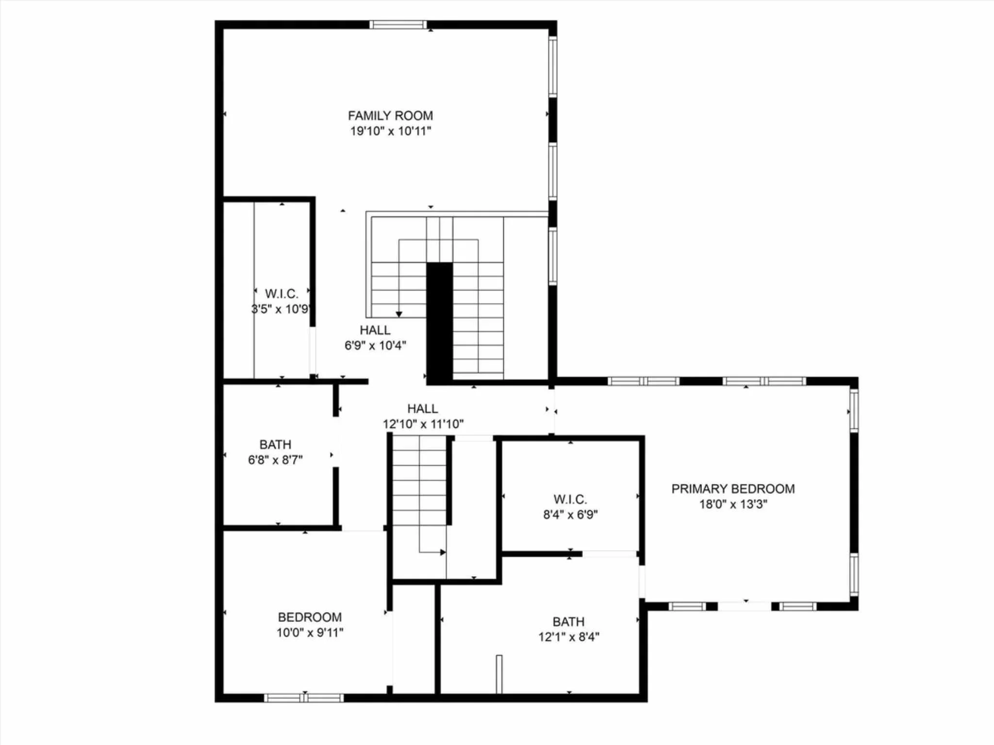 2nd Floor floorplan for custom home in a downtown Austin home by Atria Design and Build.