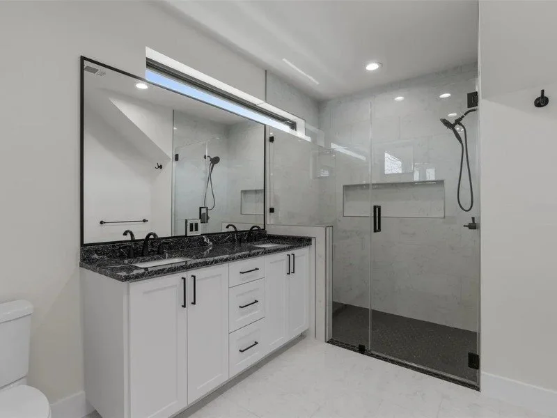 Custom bathroom in a downtown Austin home by Atria Design and Build.
