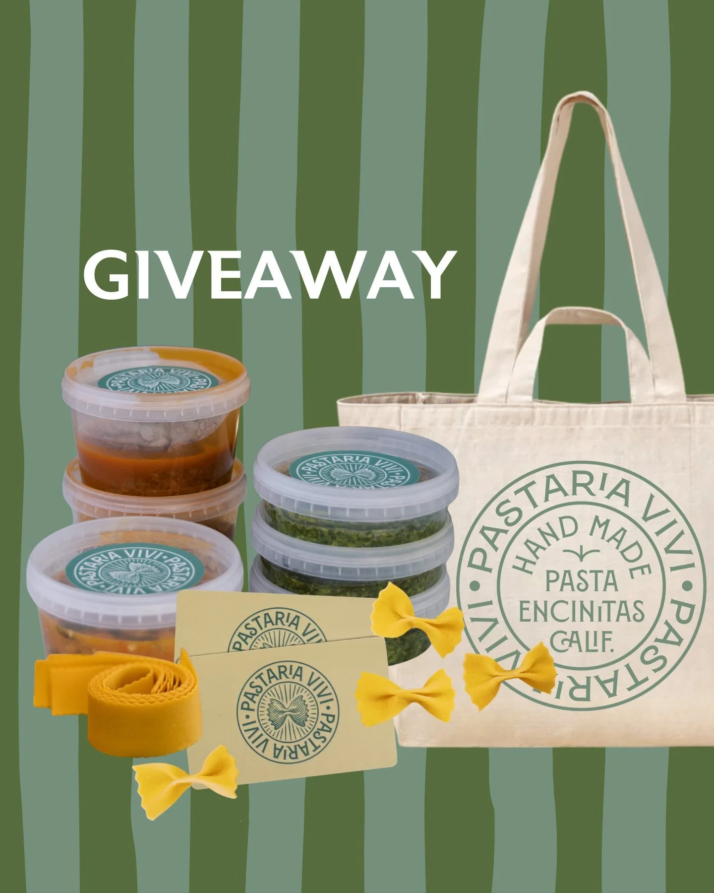 We&rsquo;re sharing a little taste of what&rsquo;s to come.

We&rsquo;re giving away four servings of pasta and sauce, including:
- 2 containers of fresh pasta
- 2 house-made sauces
- Focaccia
- A Pastaria Vivi tote
- A gift card to use at the farmer