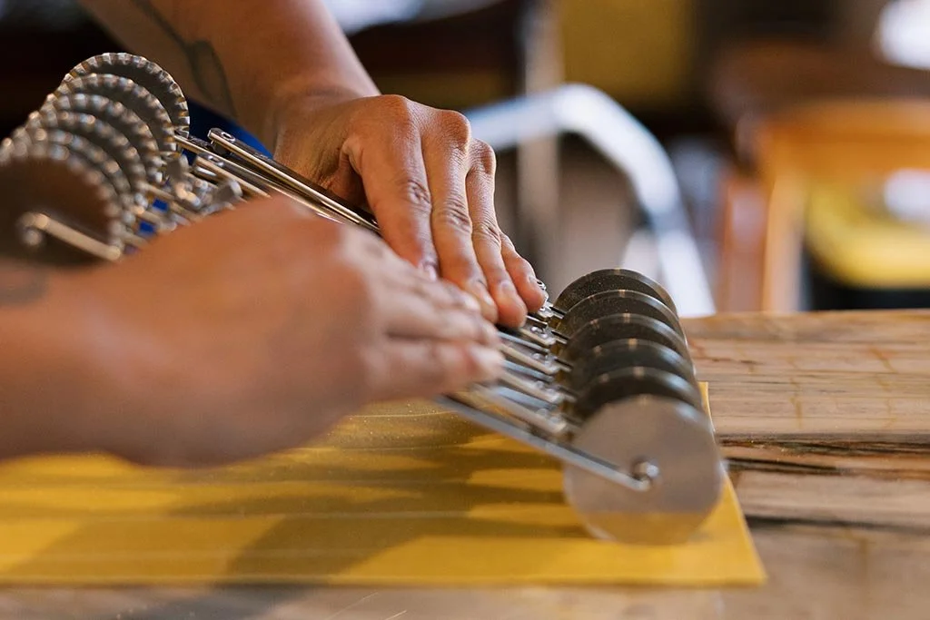 Fresh Pasta Being Cut At Pastaria Vivi