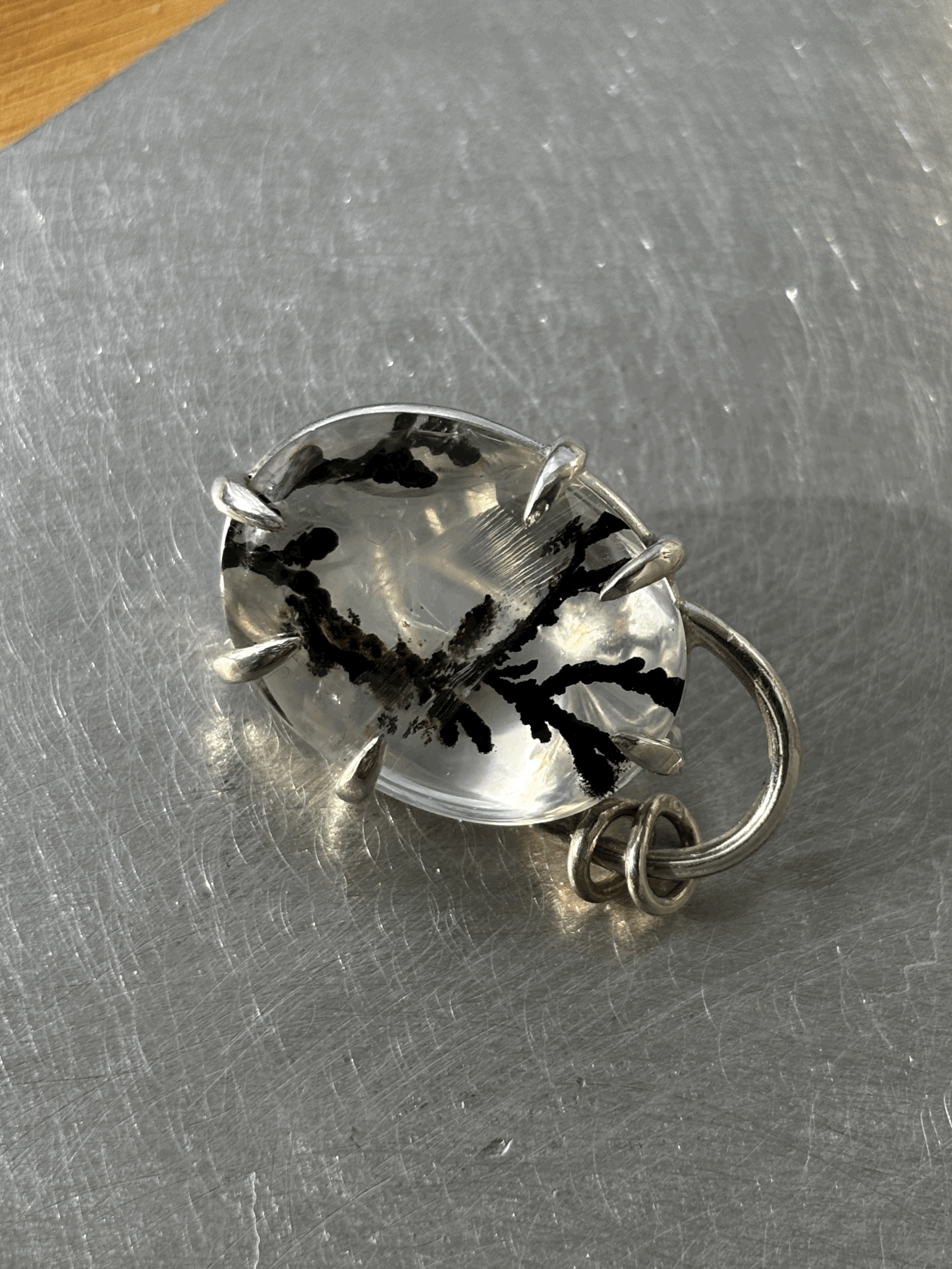 Dendritic Agate Claw Pendant