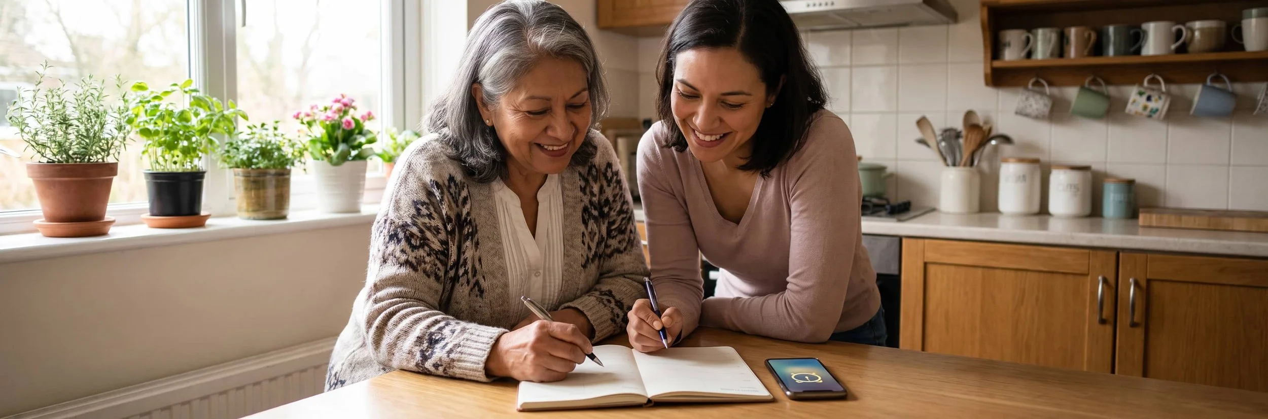 Dallas adult using a planner with family support as part of cognitive-communication therapy