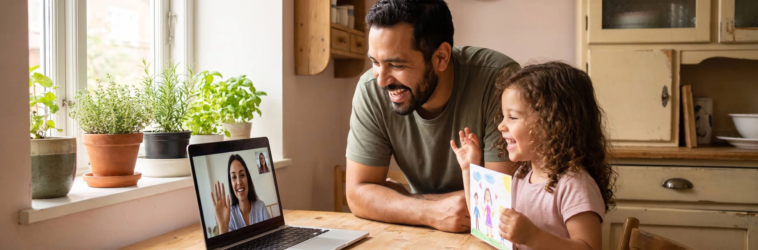 McAllen bilingual child showing a picture card during an online speech therapy session