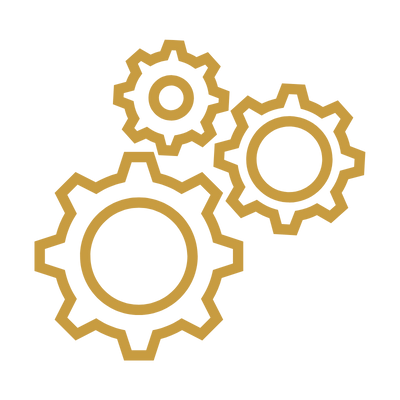 Three gear icons