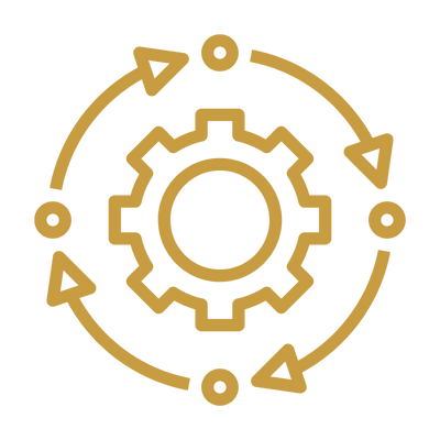 A gear icon with arrows circling it