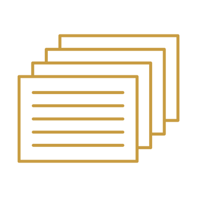 An index of multiple cards with content on them