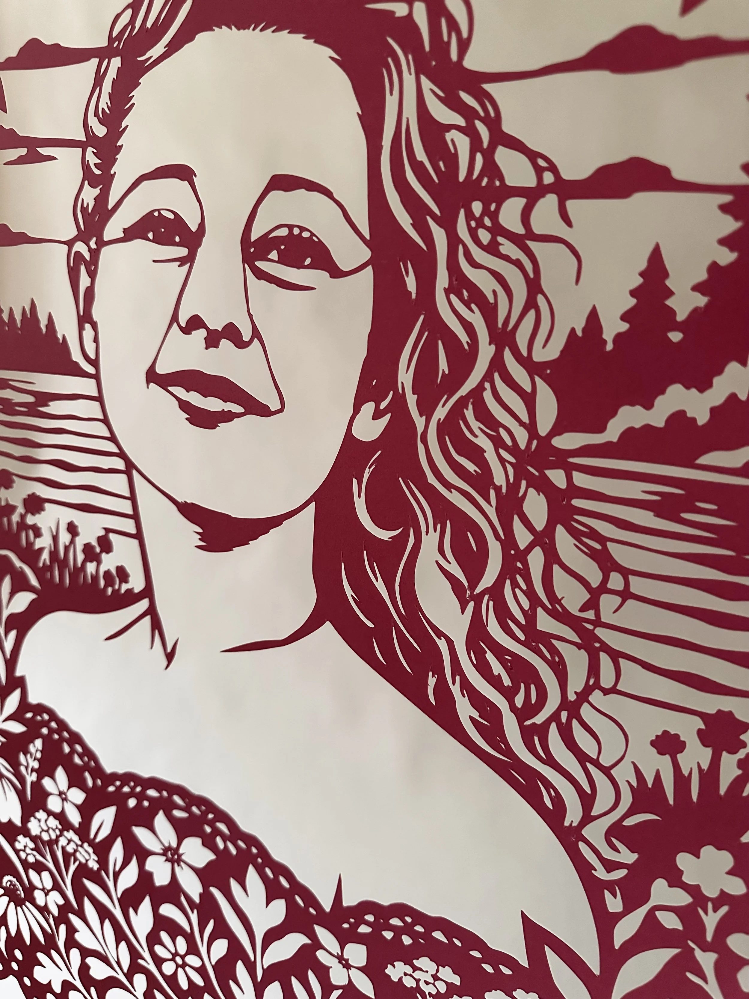 Detail of ReneeNicole Good’s papel picado portrait.
