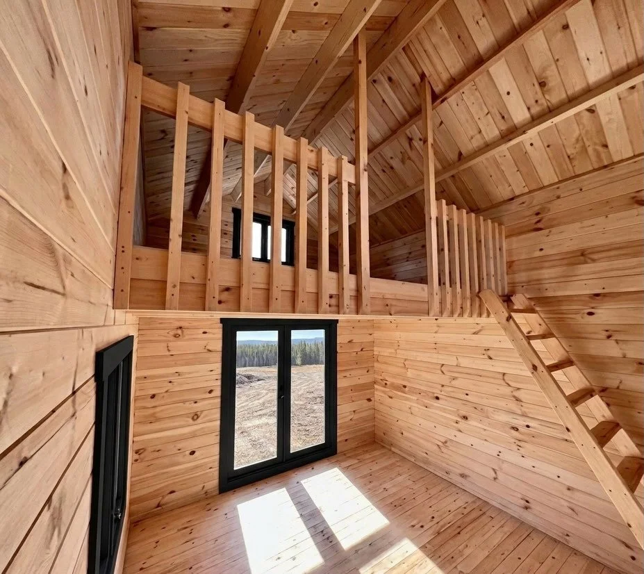 The STACK is our featured cabin for the season. Anderson North LLC came about after our founder was robbed by a contractor in Maine who took her money and never started the job. She built something honest instead.

The STACK is an 11x11 log-style cab