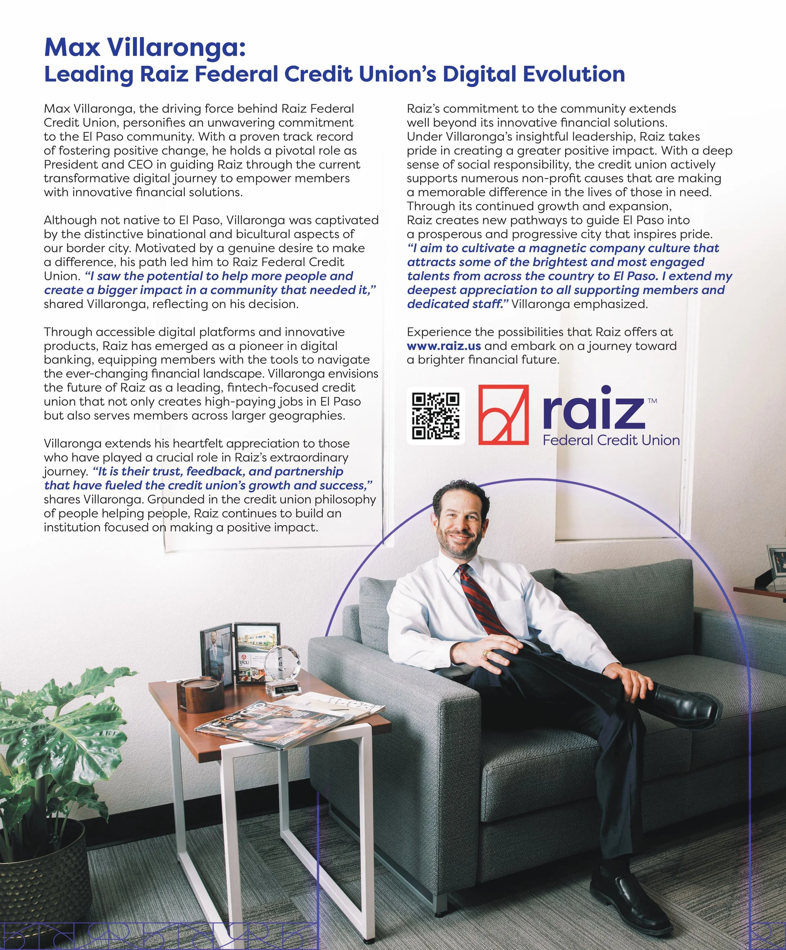 A magazine piece on the vision guiding Raiz’s digital evolution.