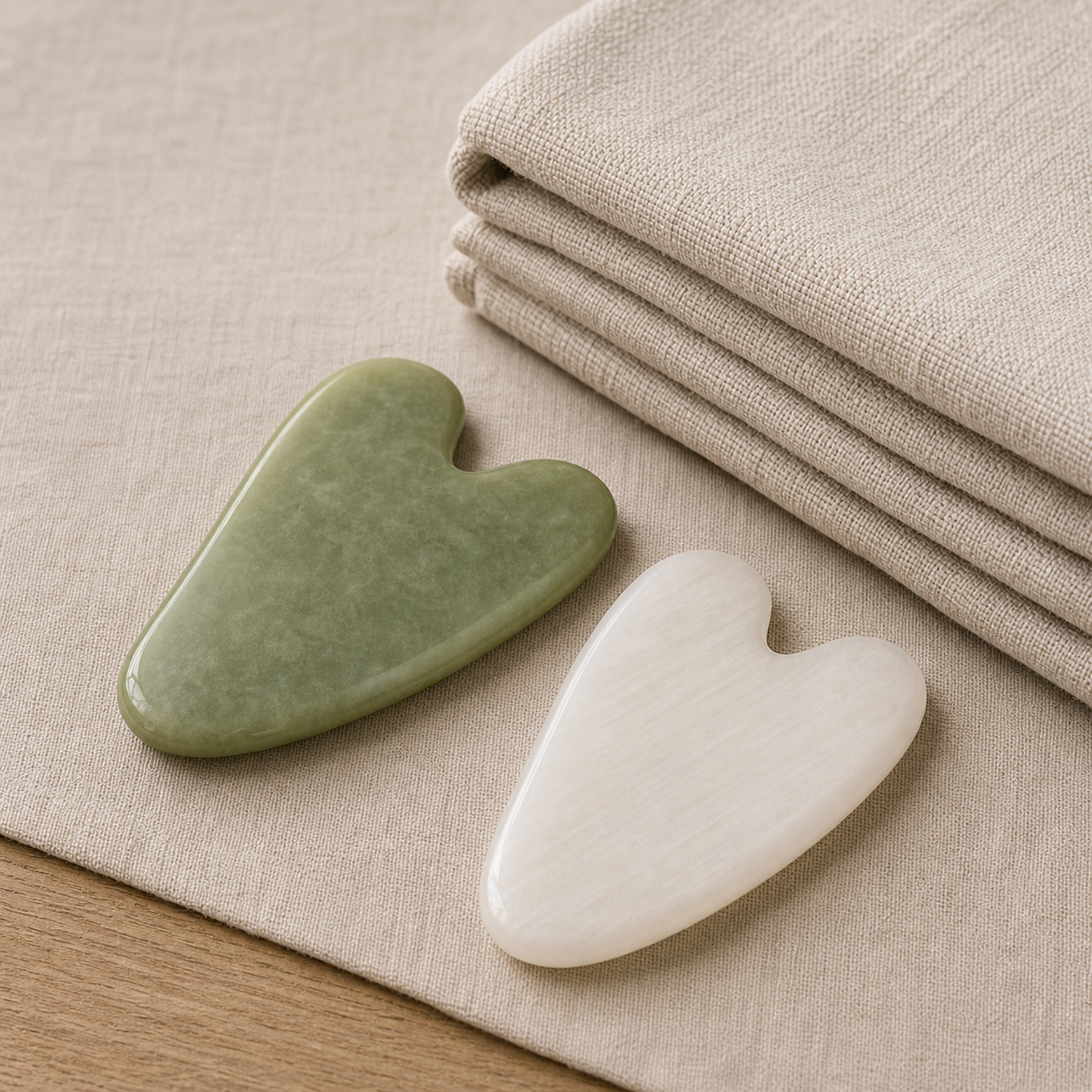 Gua sha tools on linen