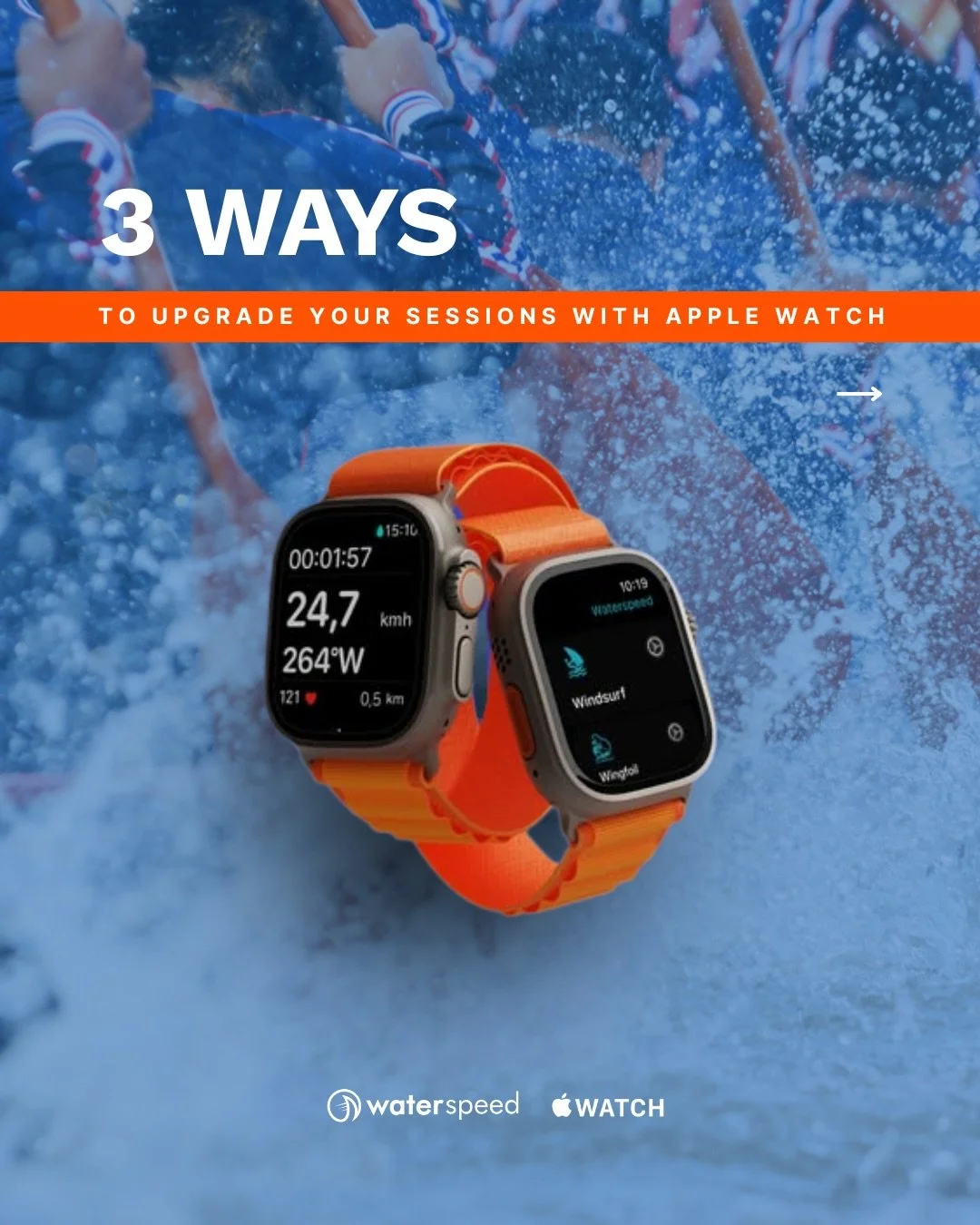 Your Apple Watch can do much more on the water than you think.
Here are 3 features that make a real difference on the water. 

⚡️ 1 &mdash; Feel your progress
A vibration the moment you beat your top speed.

🧭 2 &mdash; Stay safer on solo rides
Shar