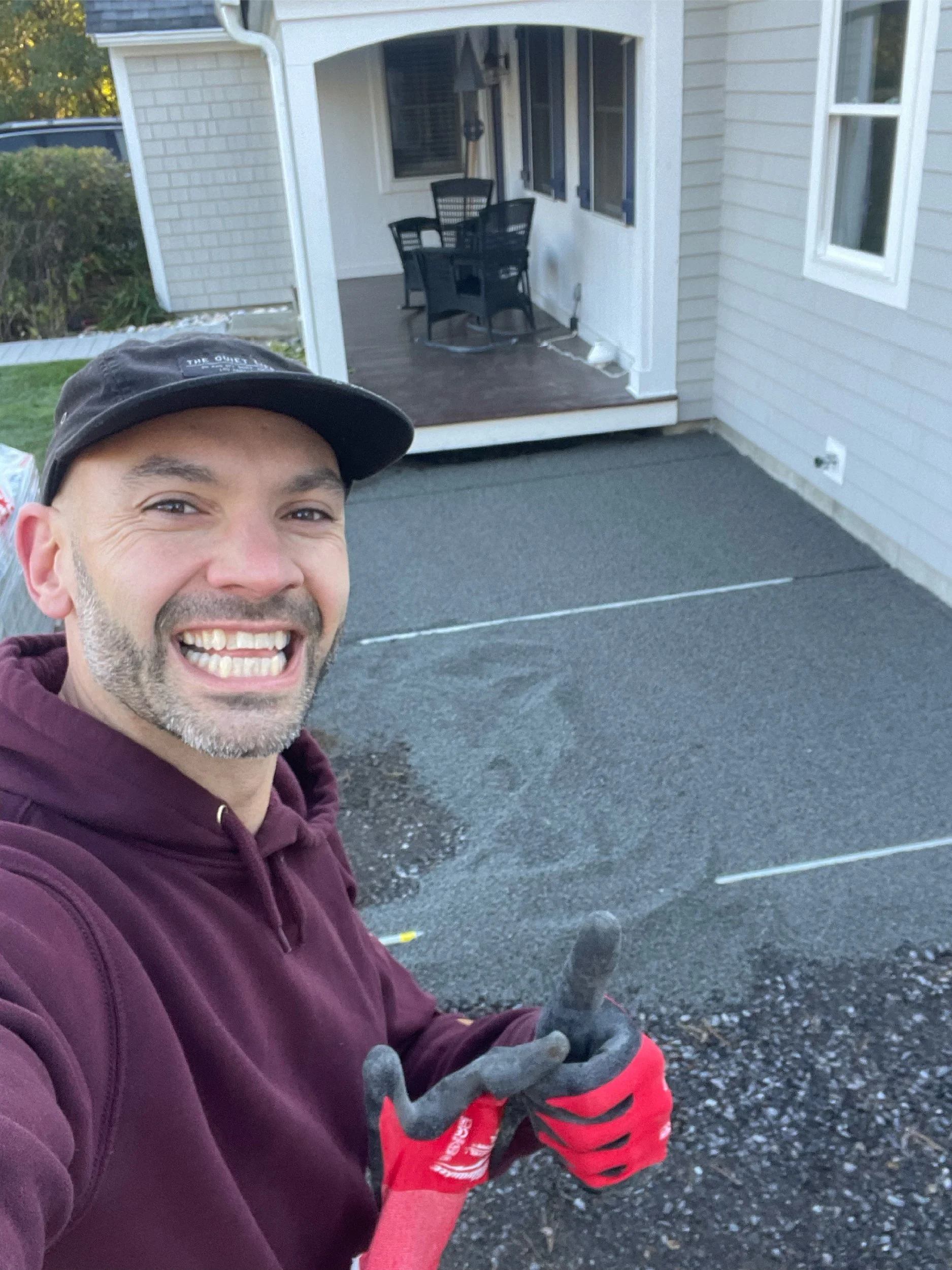 Matt Vafeas, the owner of The Englishmen Masonry, hardscaping on-site