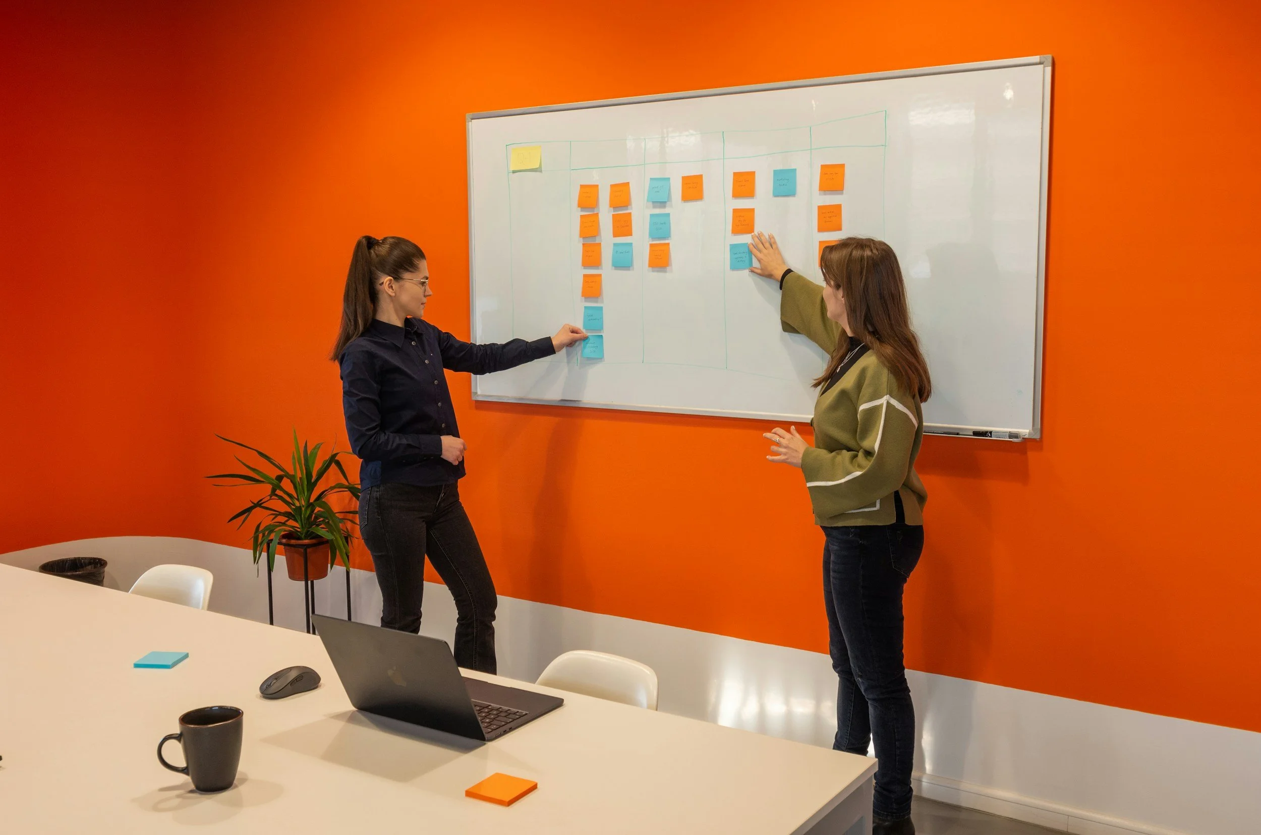 LGN Collab - Team mapping out their process documentation on a whiteboard.
