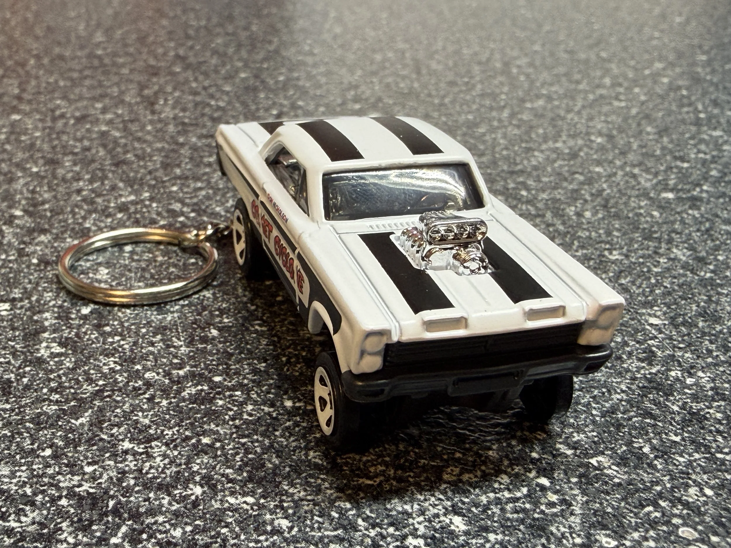1965 Mercury Cyclone Comet Keychain White Gasser Hot Wheels Matchbox