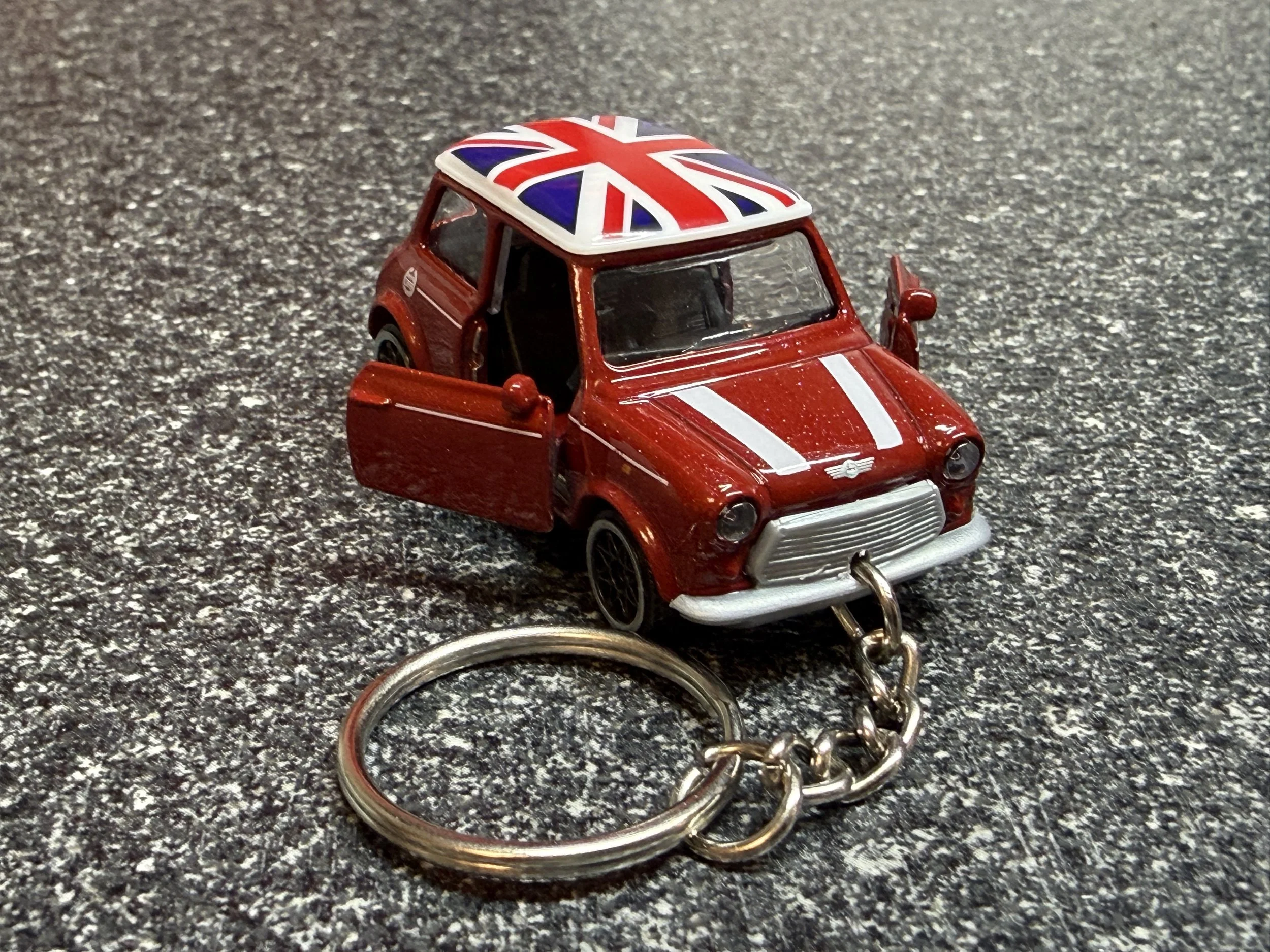 Austin Mini Cooper Keychain Red Union Jack Hot Wheels Matchbox 1964