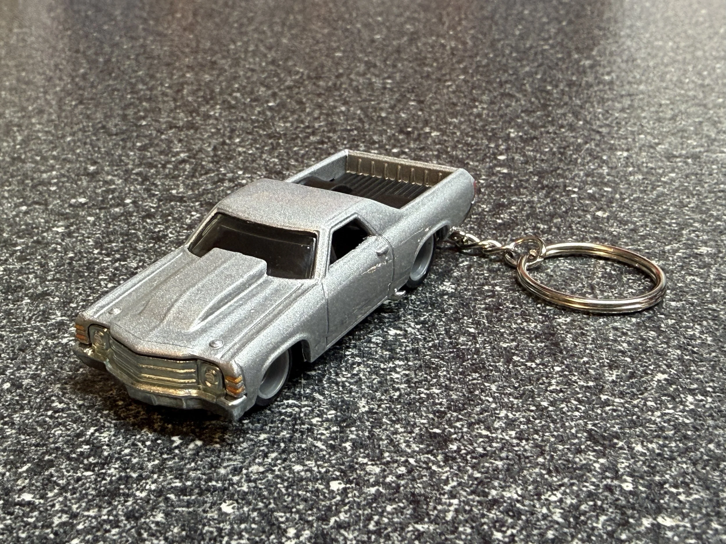 1971 El Camino Keychain Silver Diecast Car Hot Wheels Matchbox