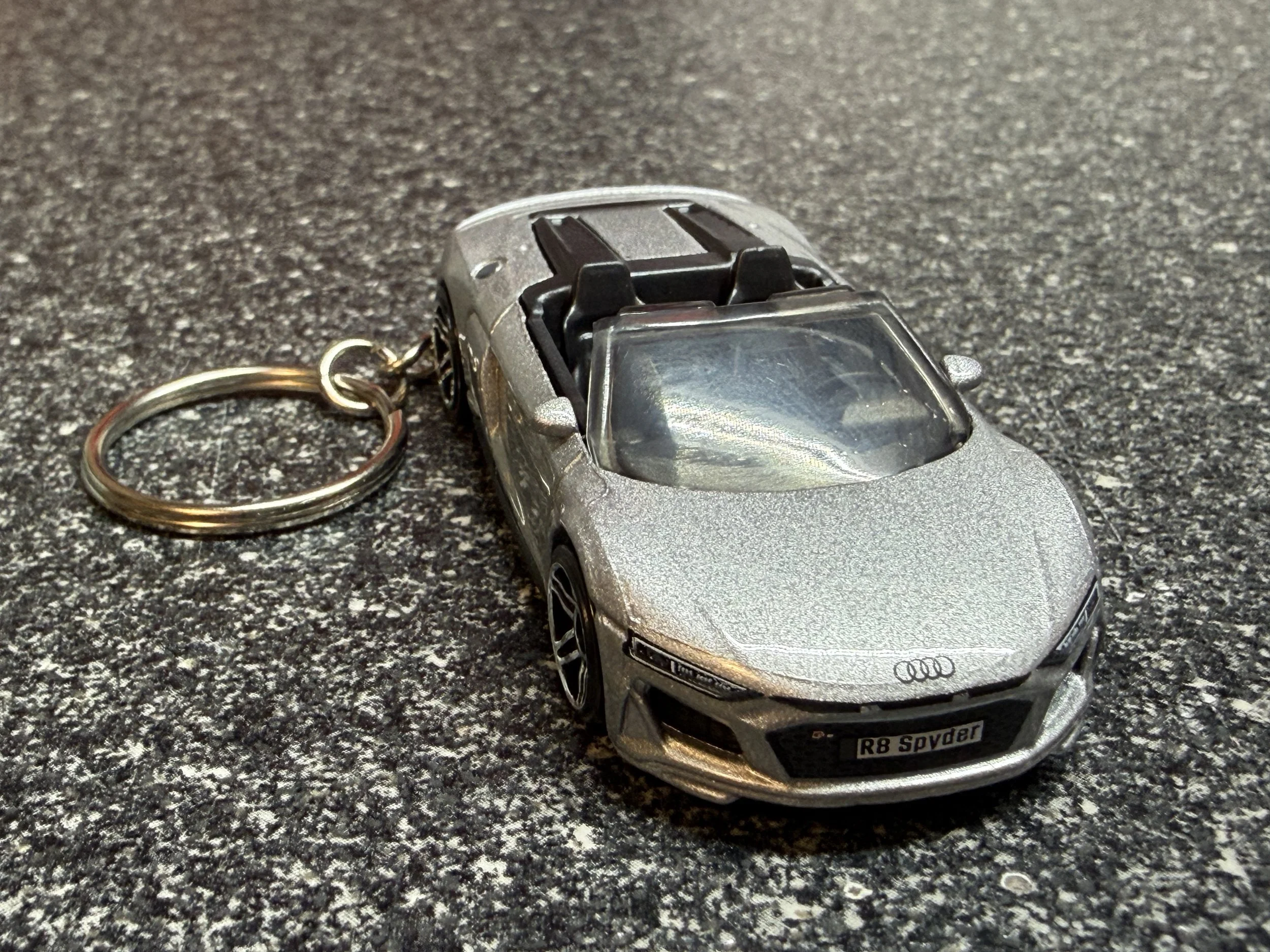 Audi R8 Spyder Keychain Silver Hot Wheels Matchbox Exotic 2017+ 2nd Gen