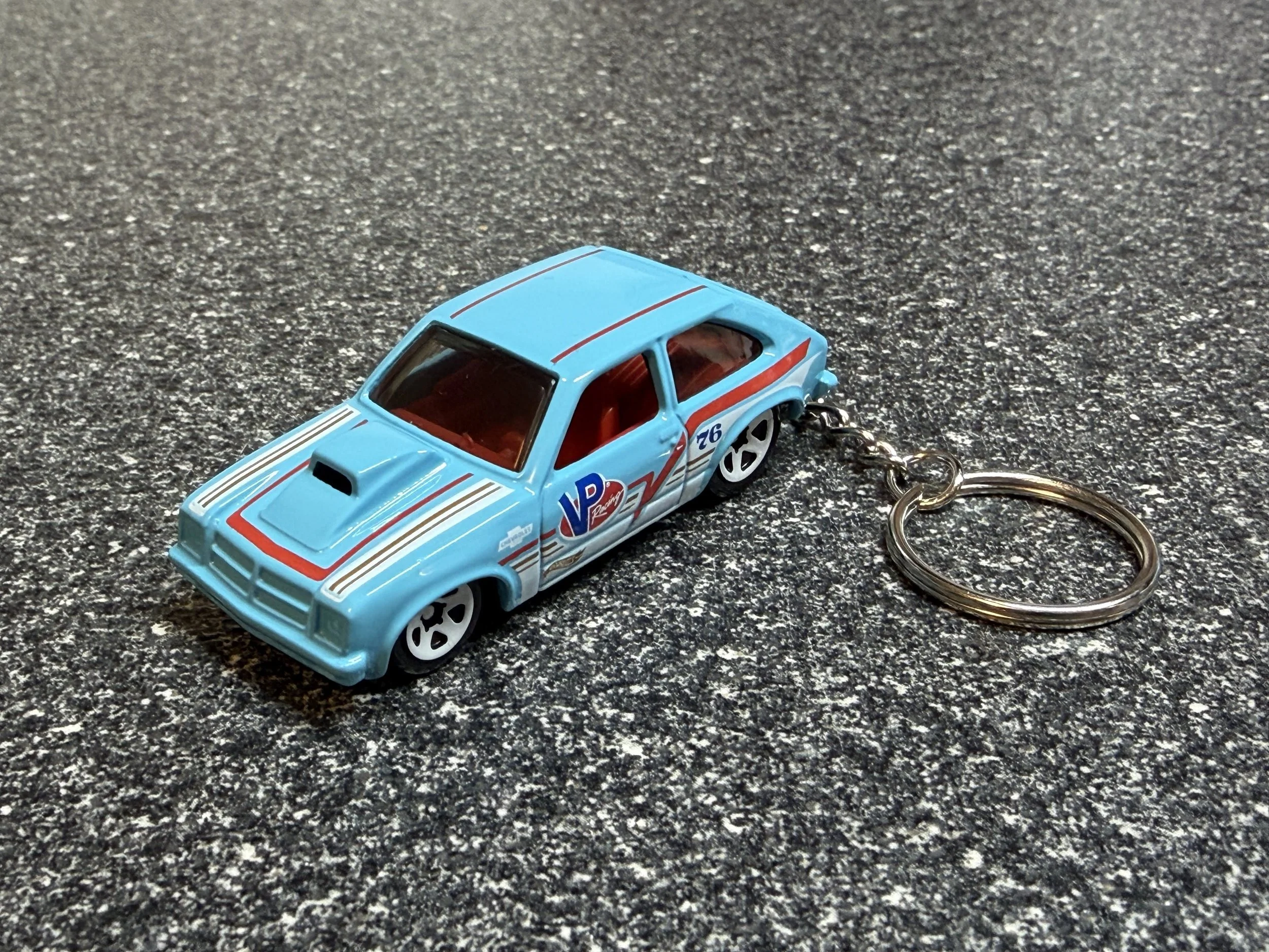 1976 Chevy Chevette Hot Rod Pro Stock Keychain Blue Hot Wheels Matchbox
