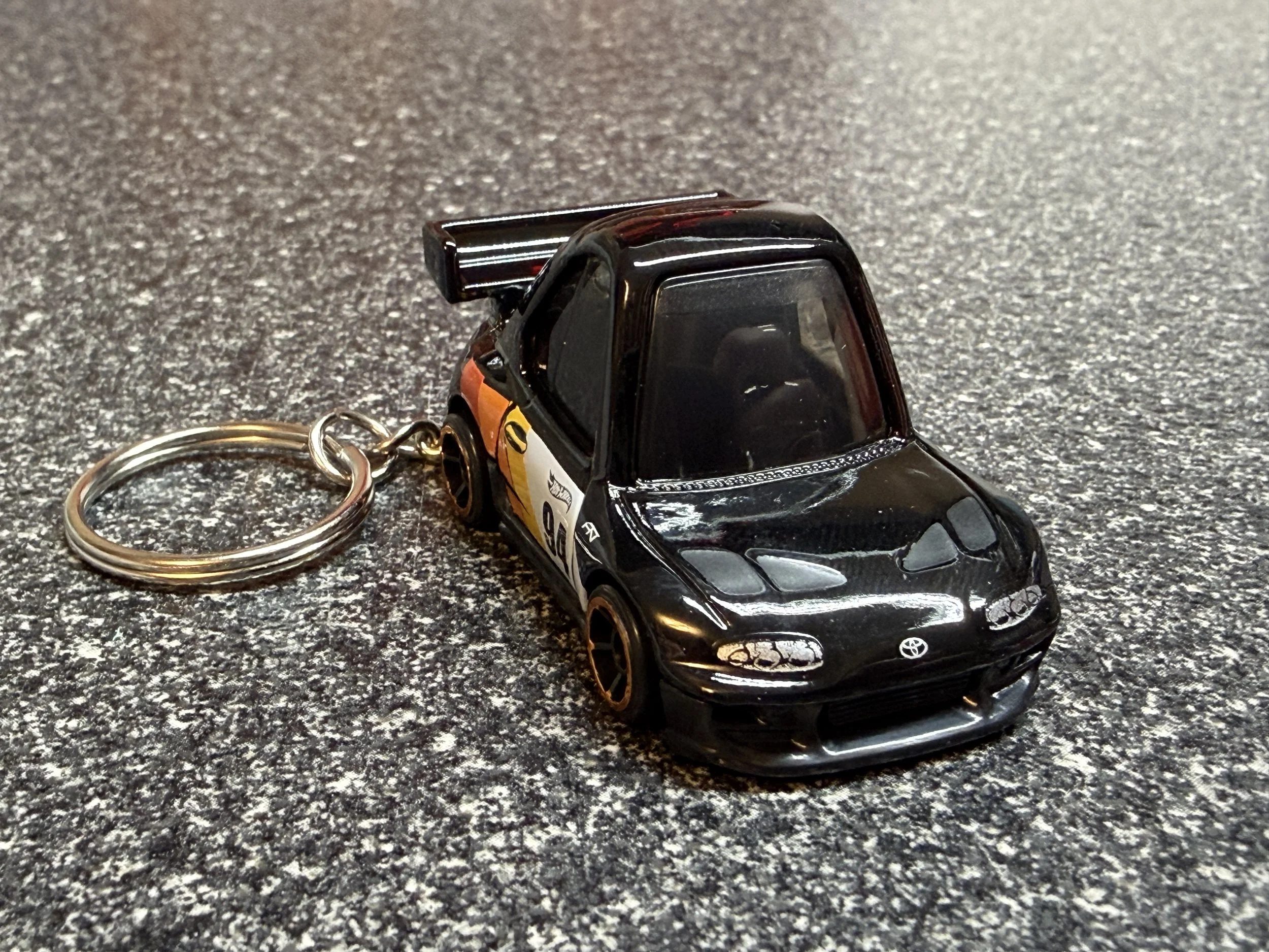 1993 Toyota Supra Tooned Keychain Black Hot Wheels Matchbox