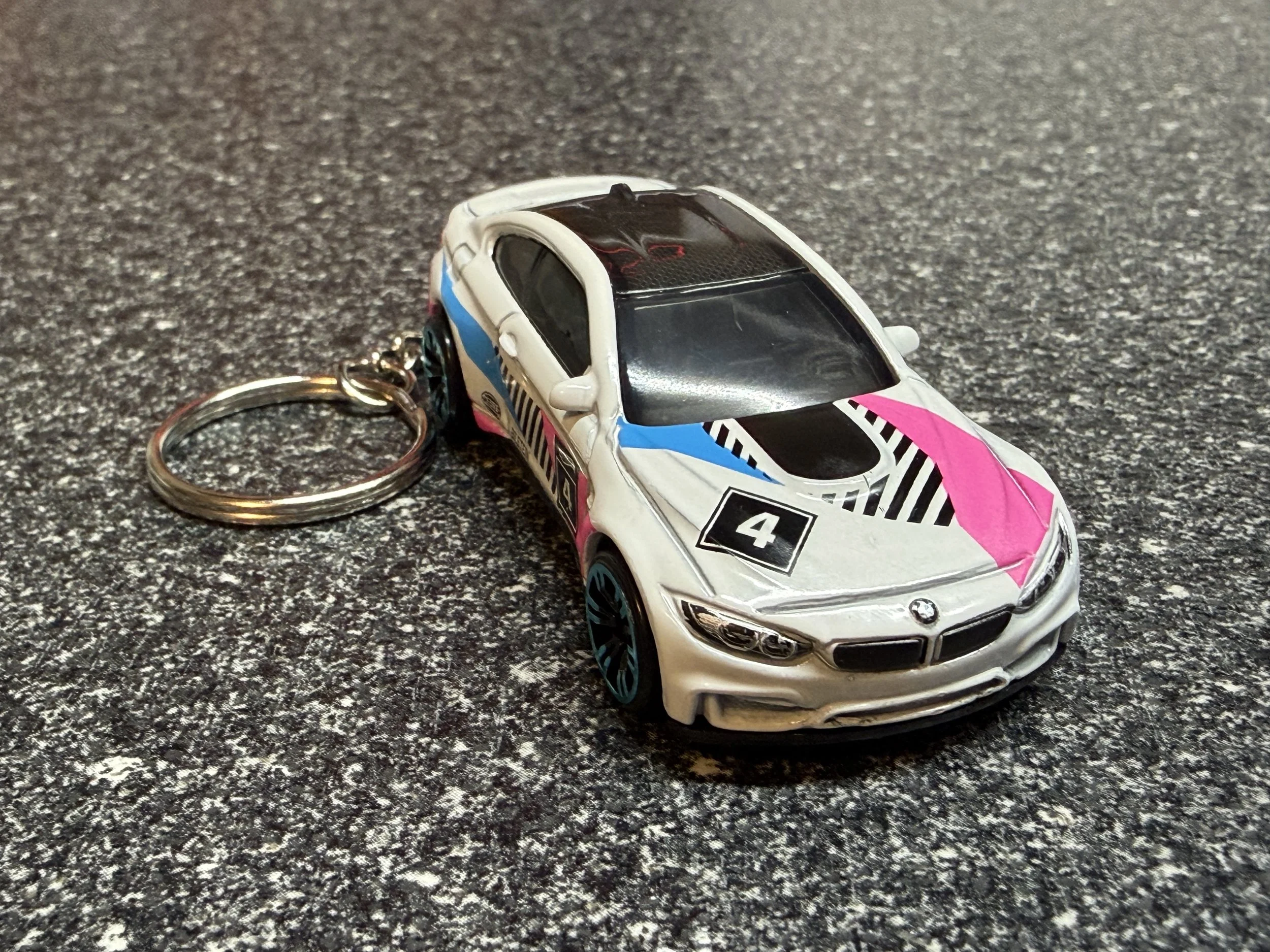 BMW M4 Keychain White Hot Wheels Matchbox F80 F82