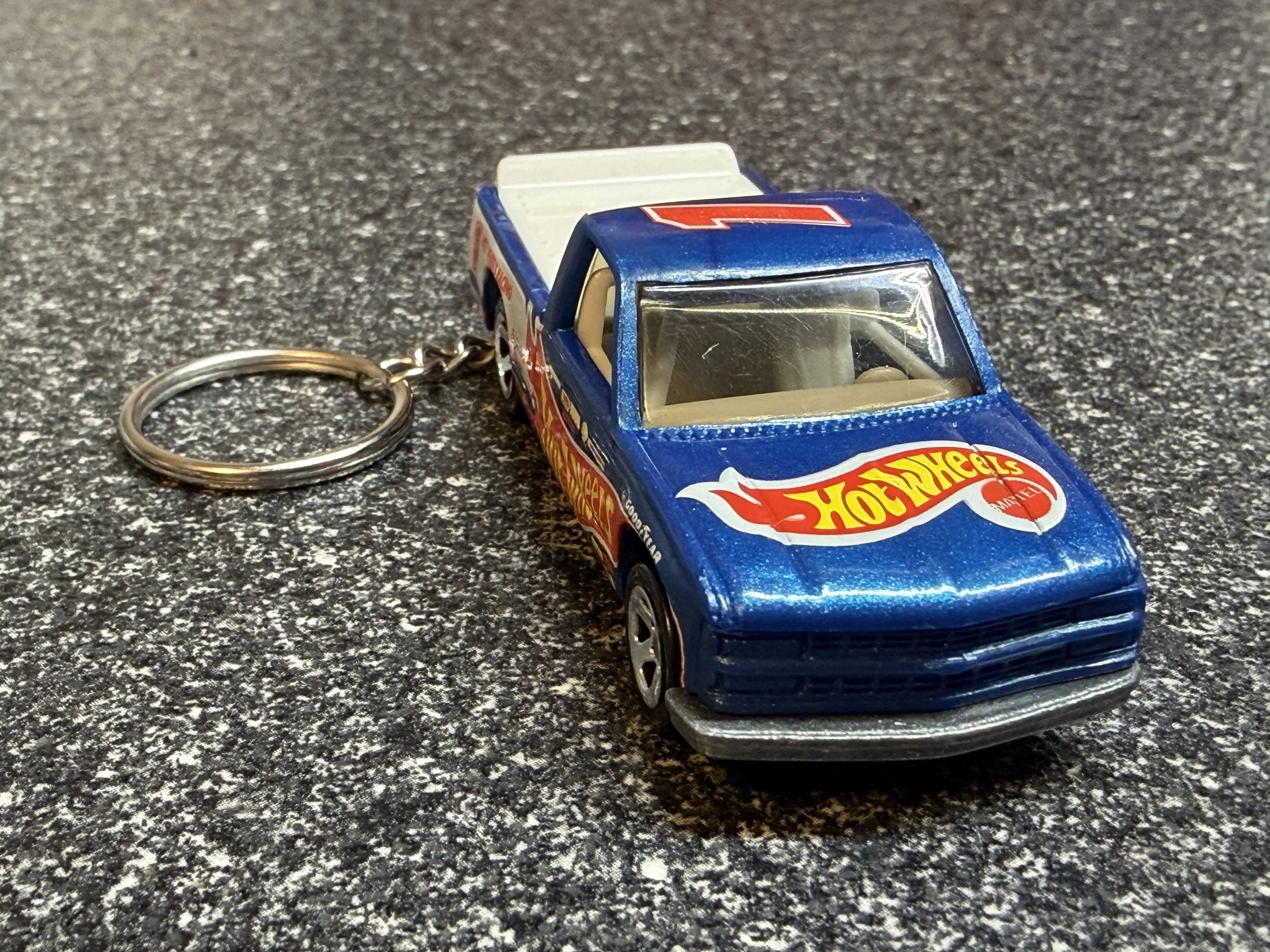 1990s Chevy 1500 Short Box Keychain Blue Hot Wheels Matchbox 90s