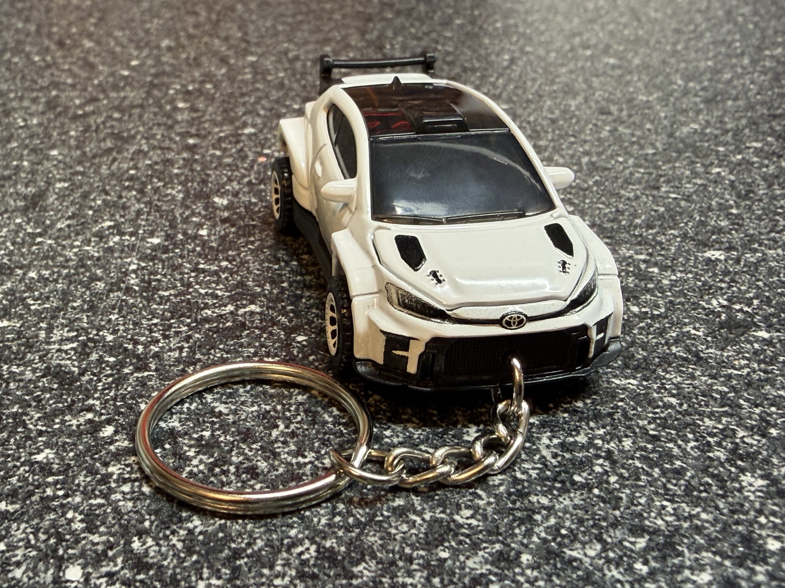 Toyota GR Yaris Rally Keychain White Hot Wheels Matchbox