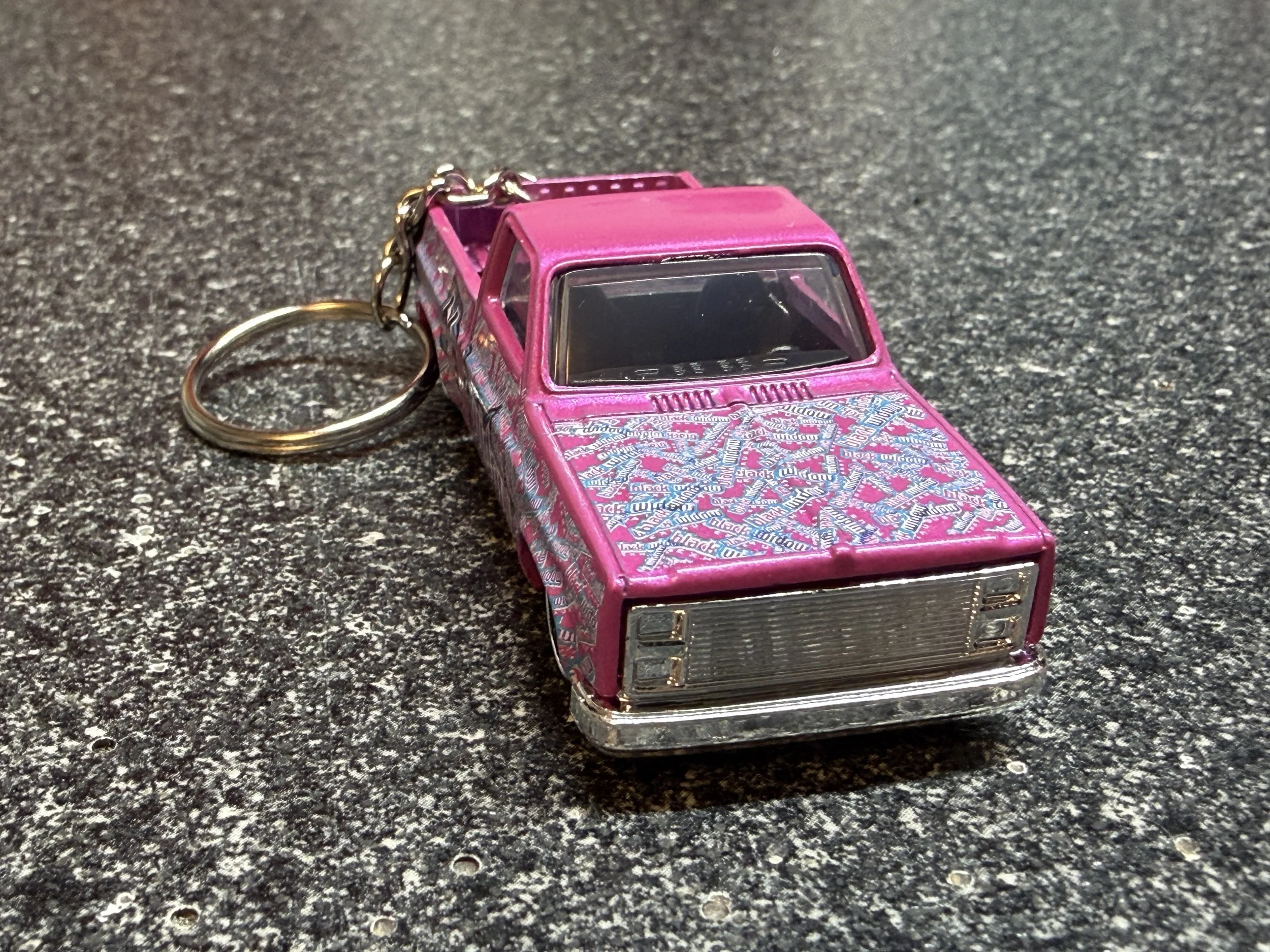 1983 Chevy Square Body Slammed Truck Keychain Pink Hot Wheels Matchbox