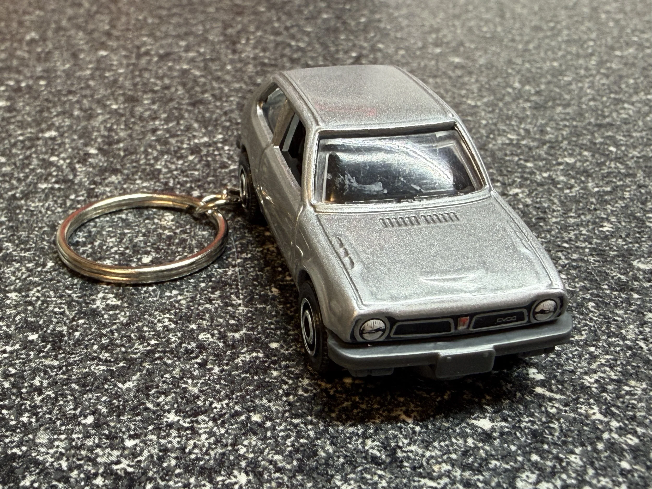1976 Honda Civic Hatchback Silver Keychain Diecast Car