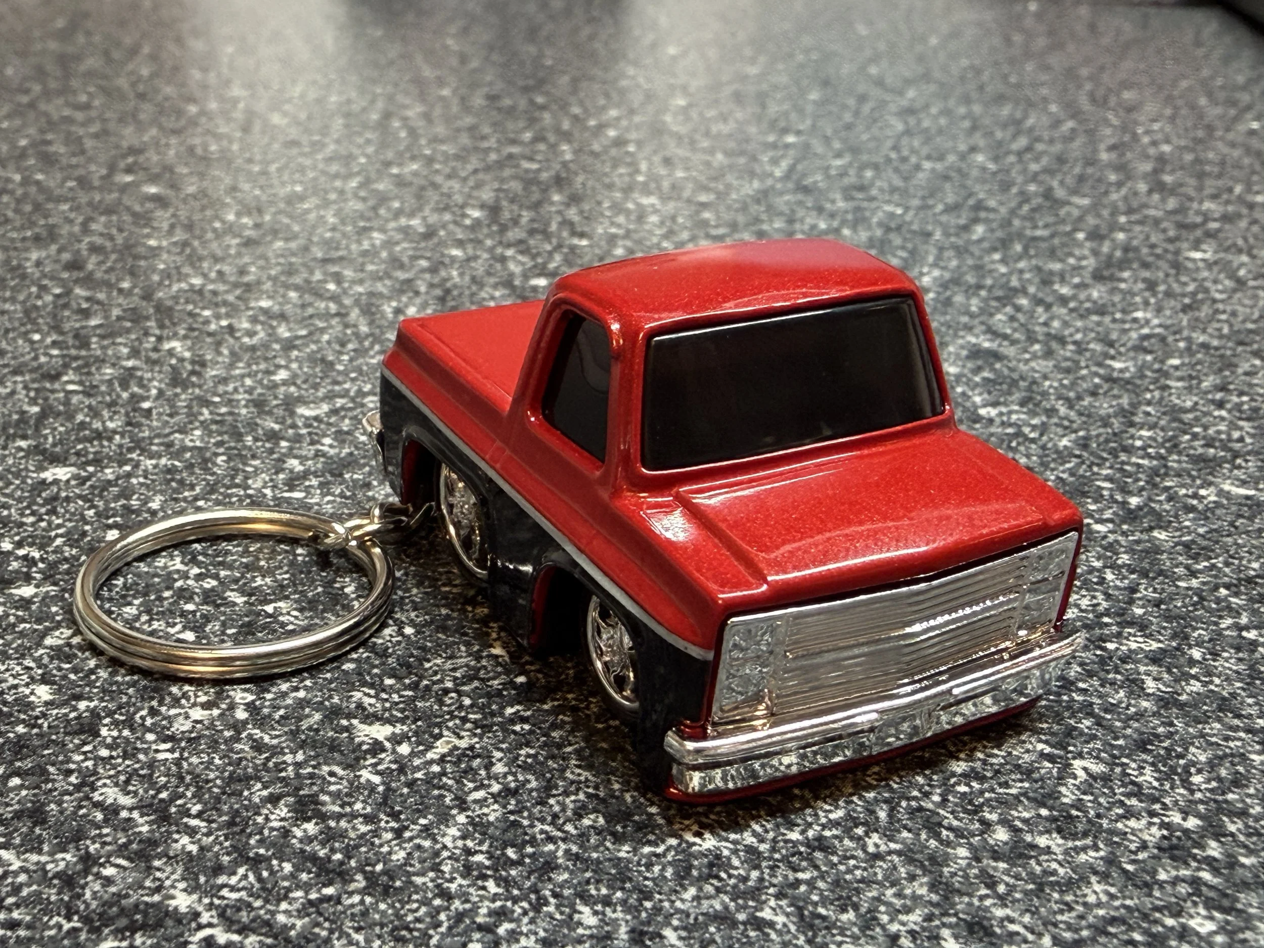 Chevy Squarebody Hotrod Keychain Red Black Hot Wheels Matchbox Car Tuned Square Body