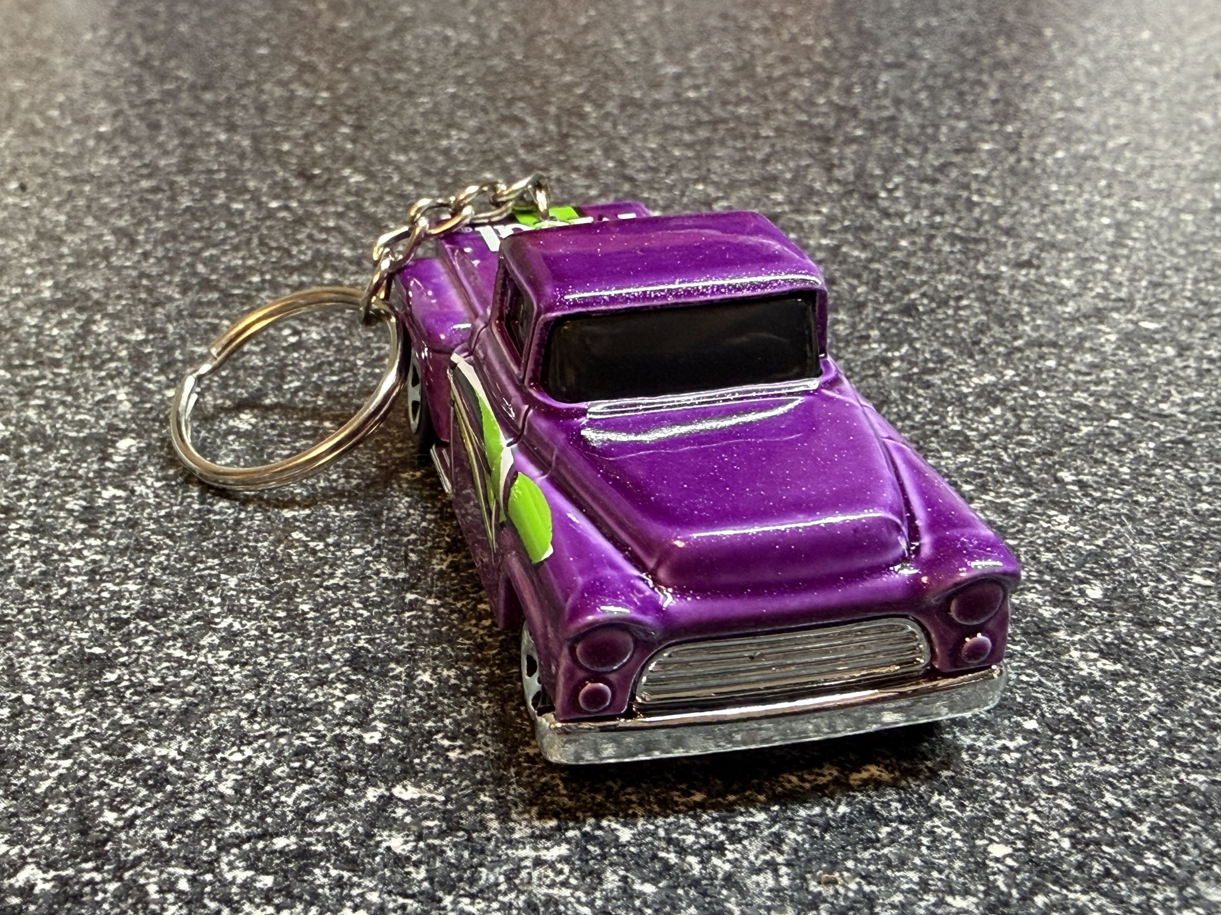 1956 Chevy 3100 Truck Keychain Purple Short Box Hot Wheels Matchbox