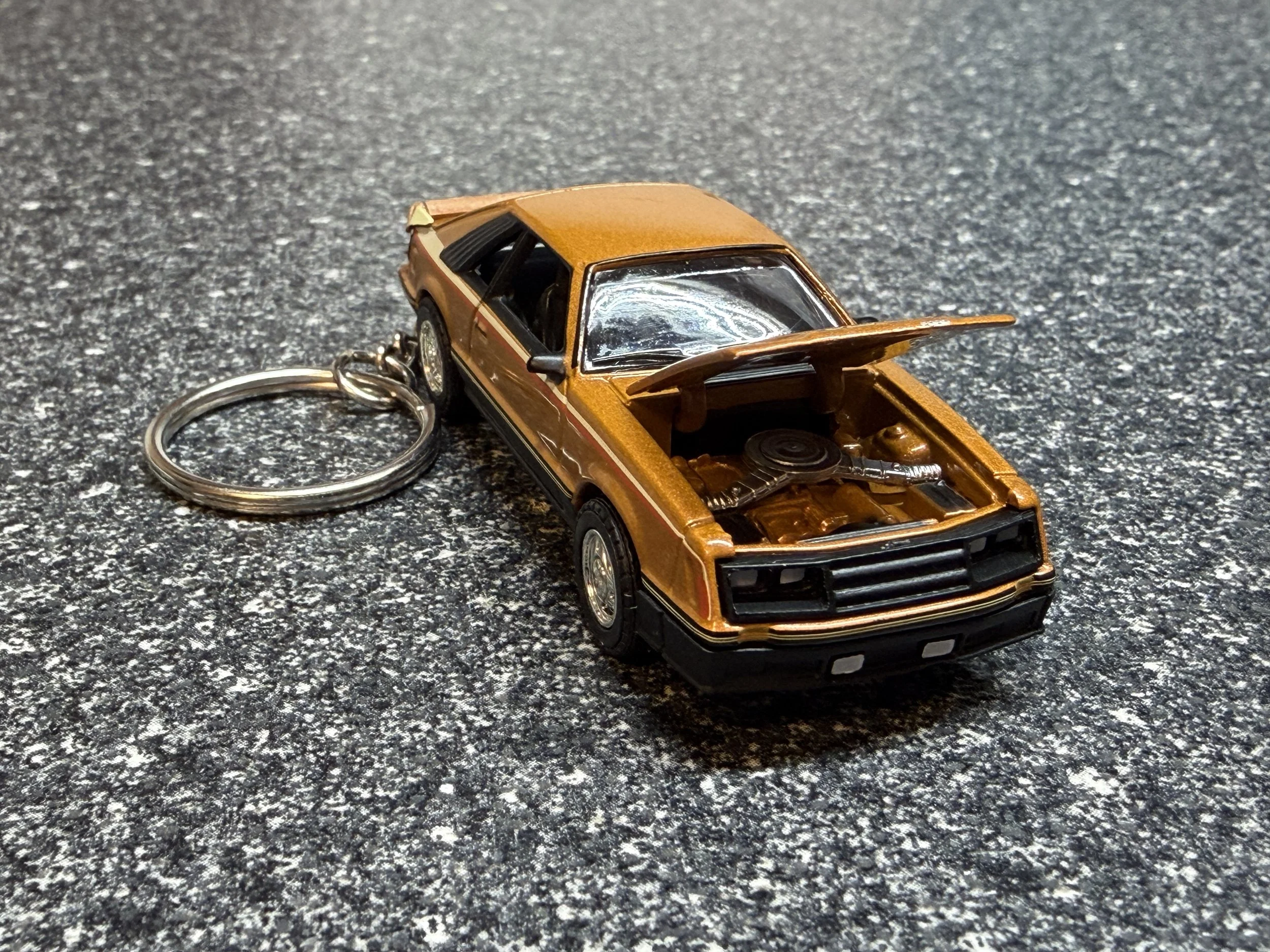 1980 Ford Mustang Cobra Keychain Foxbody 4 eye Hot Wheels Matchbox