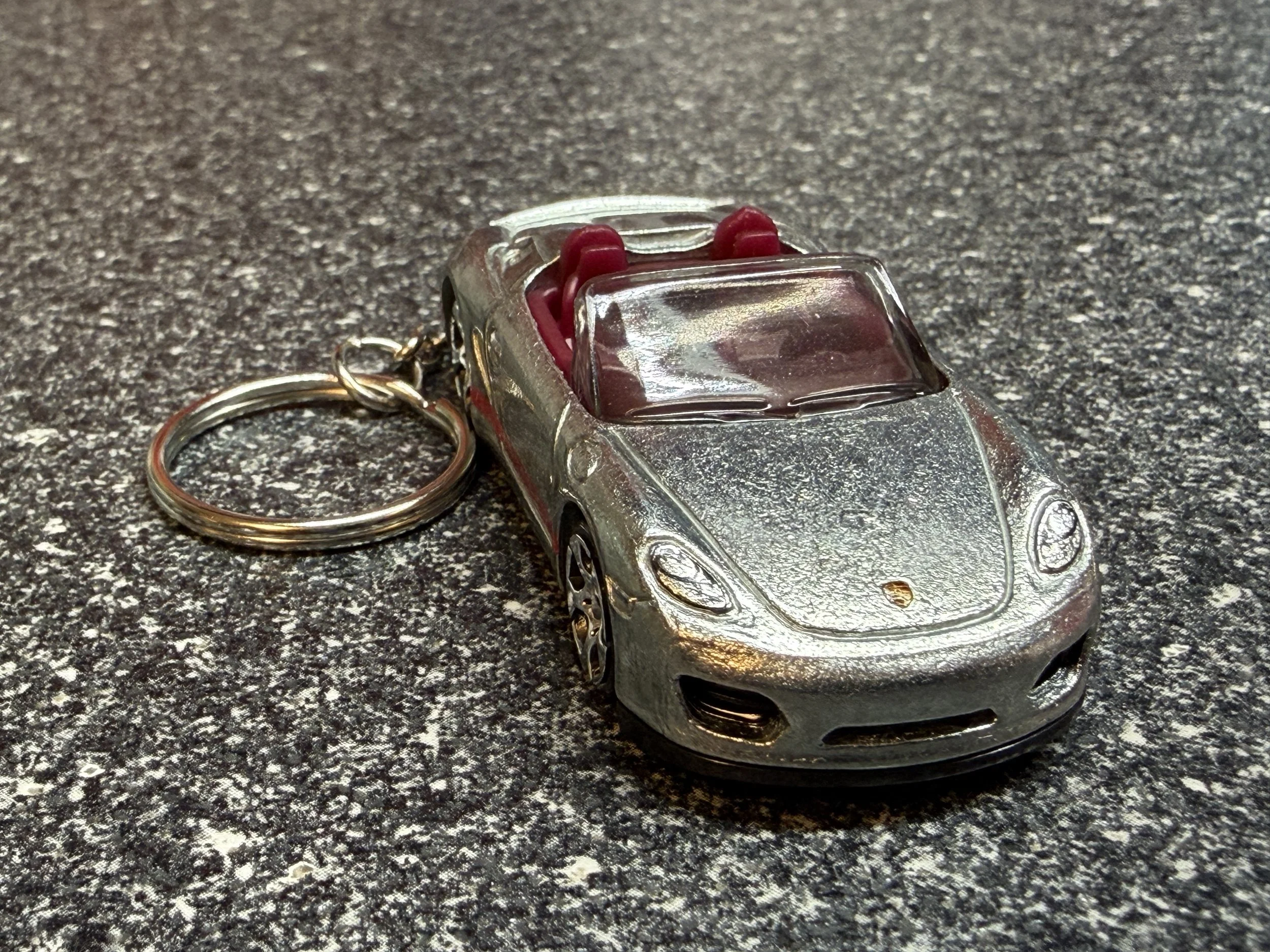 Fits Porsche Boxster Spyder 987 Keychain Silver Hot Wheels Matchbox 987.2