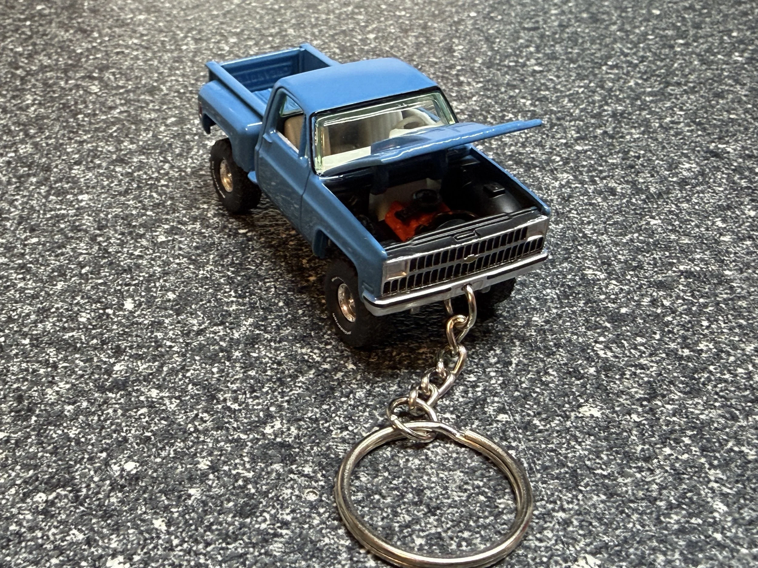 1981 Chevy C10 K10 Truck Keychain Blue Square Body Hot Wheels Matchbox