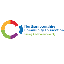 Logo of Northamptonshire Community Foundation with a multicolored circular symbol and the text 'Northamptonshire Community Foundation' and 'Giving back to our county.'