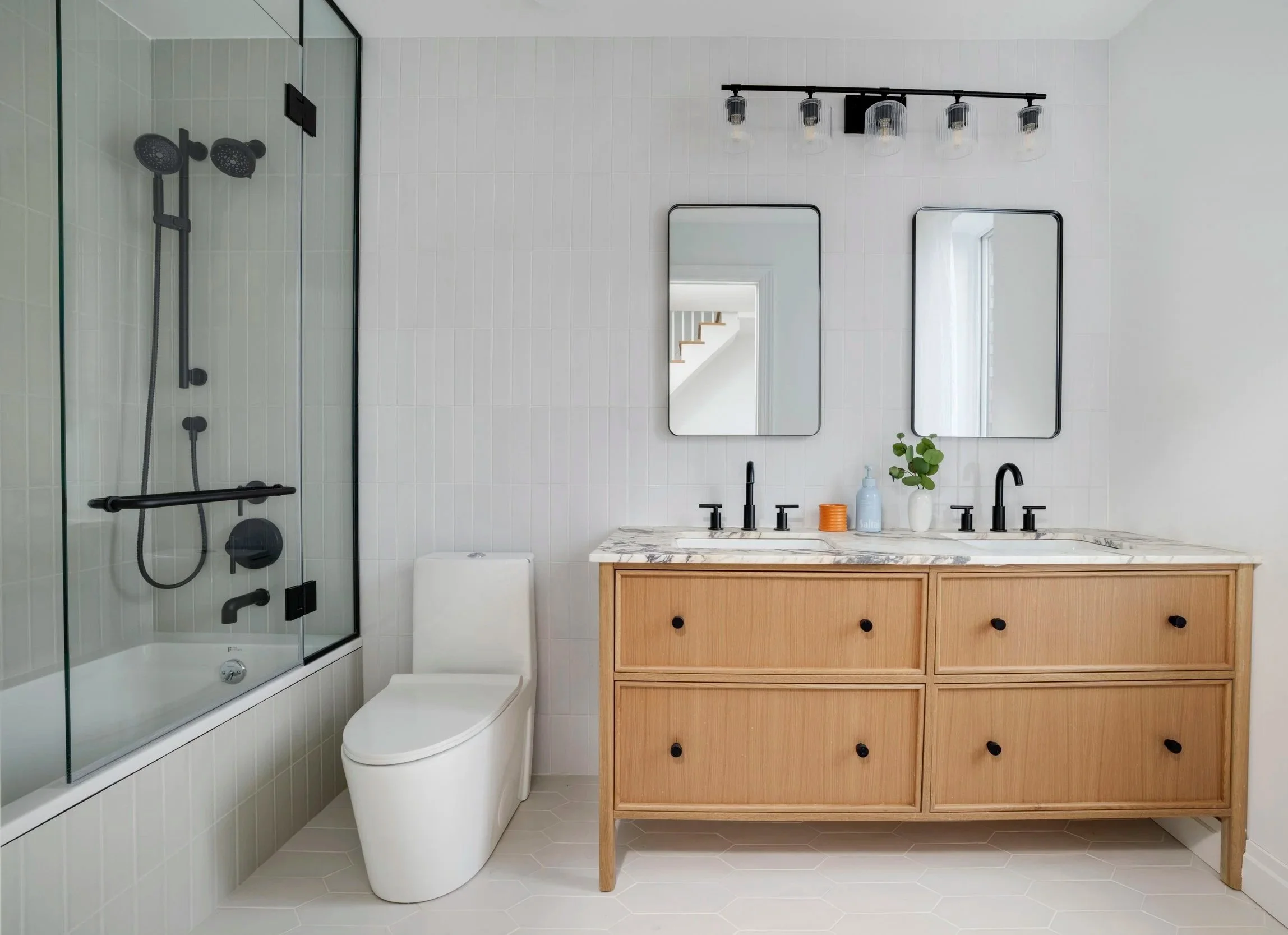 Contemporary bathroom finishes at a Chauncey + Lewis townhome