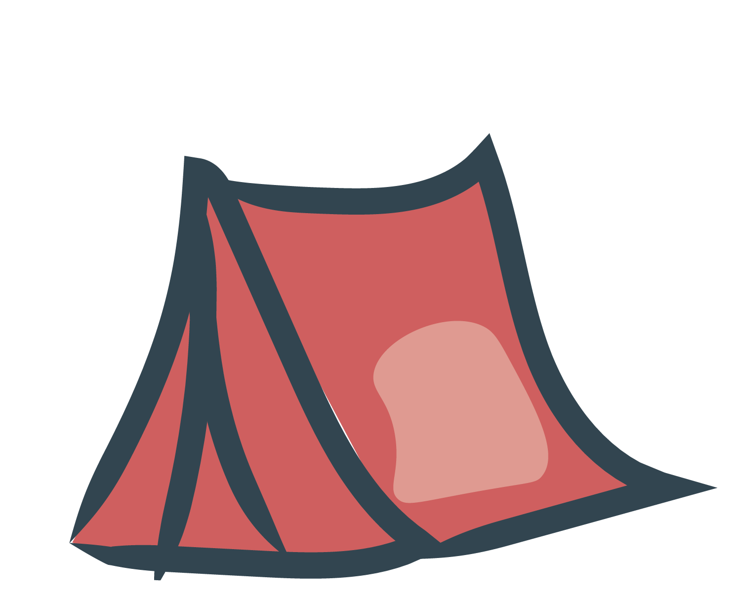 Illustration of a tent with a pinkish interior