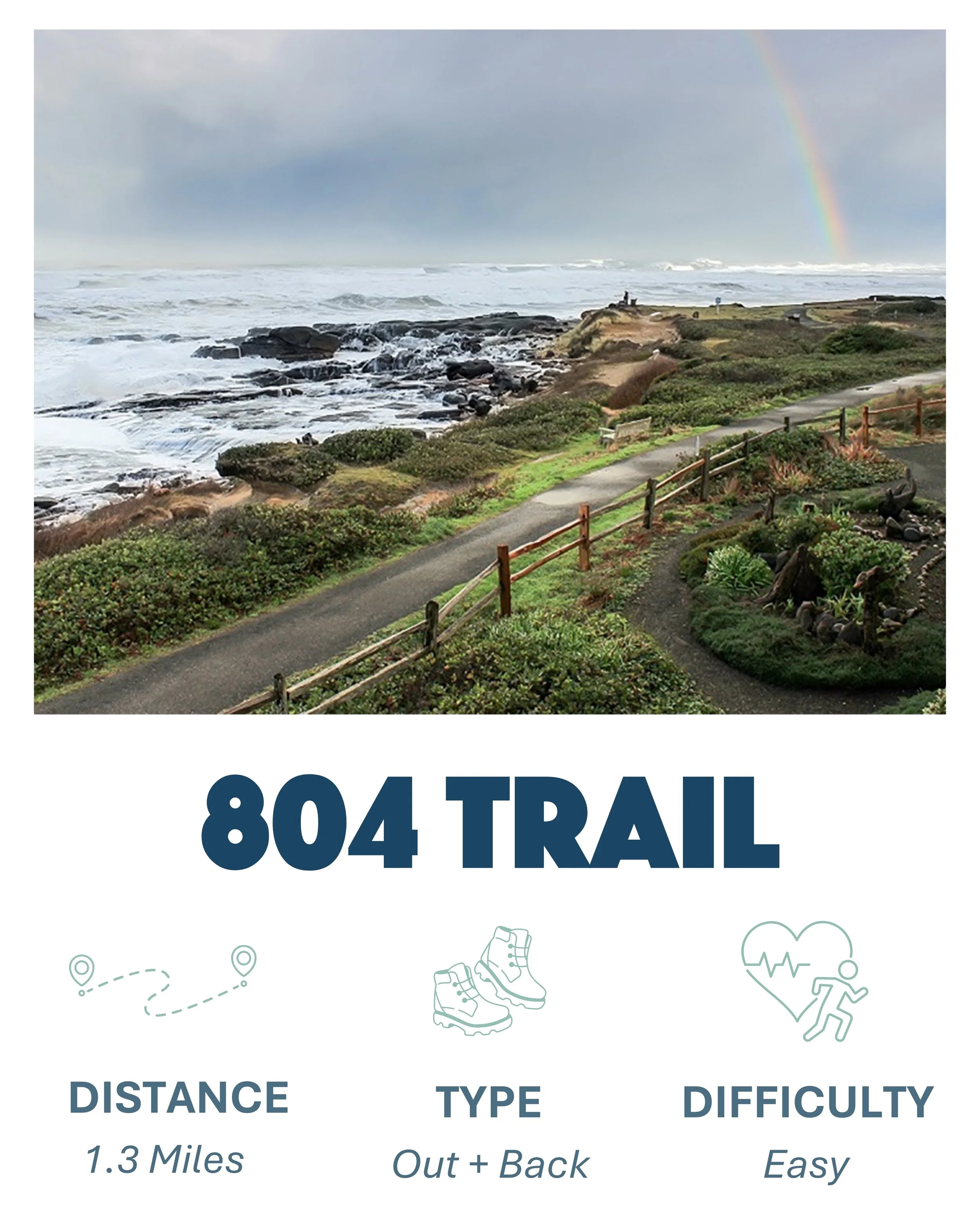 804 Trail Hike in Yachats Oregon, 1.3 Miles, Out and Back, Difficulty - Easy