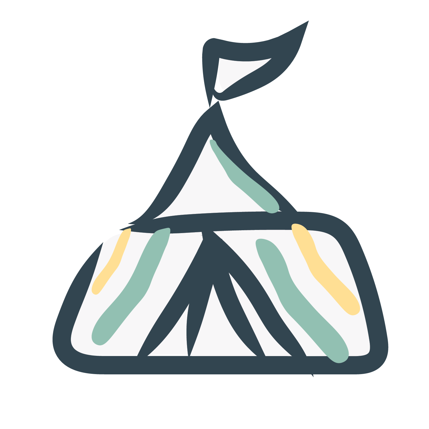 Abstract digital illustration of a woman wearing a graduation cap and gown.